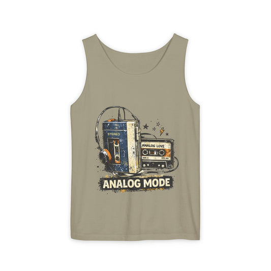 Analog Mode Tank Top — Retro Cassette & Headphones Vintage Music Tee - Creations by Chris and Carlos