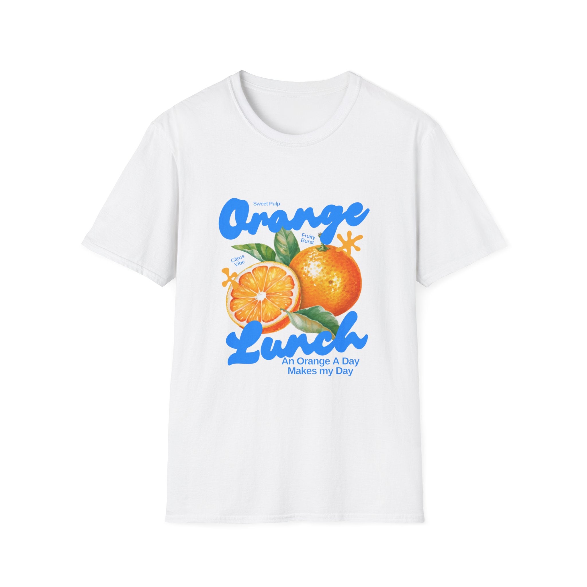 Orange Lunch Graphic T-Shirt — "An Orange A Day Makes My Day" Retro Fruit Tee - Creations by Chris and Carlos