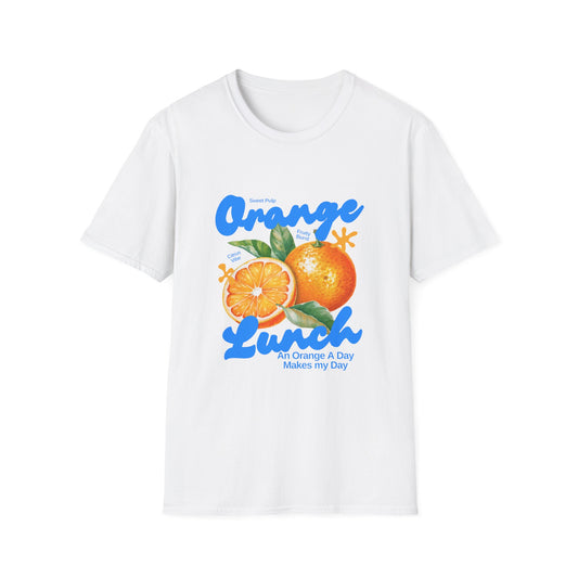Orange Lunch Graphic T-Shirt — "An Orange A Day Makes My Day" Retro Fruit Tee - Creations by Chris and Carlos