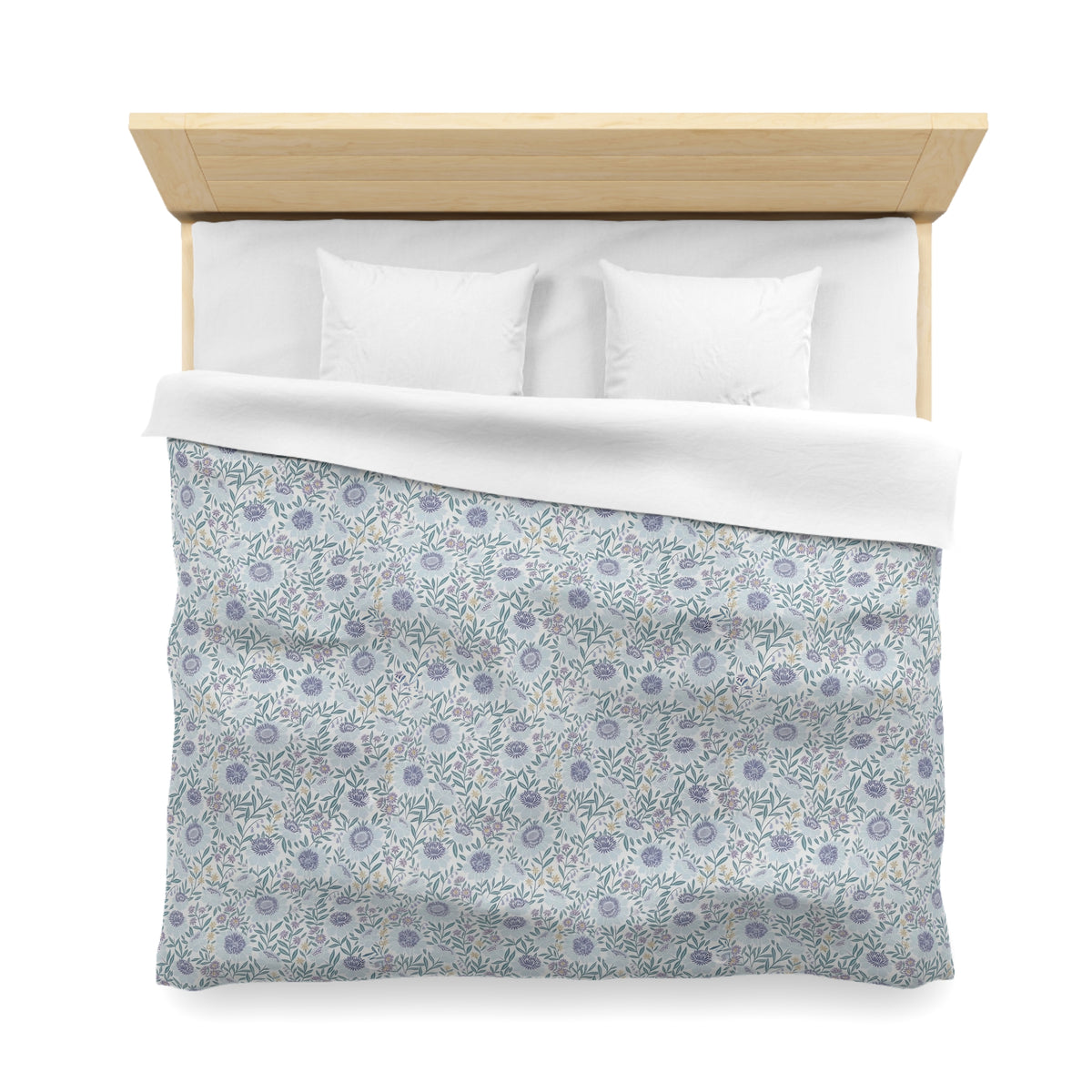 The Slate & Sage Collection- Maranda Floral Meadow Microfiber Duvet Cover — Soft Lavender Vintage Flower Pattern - Creations by Chris and Carlos