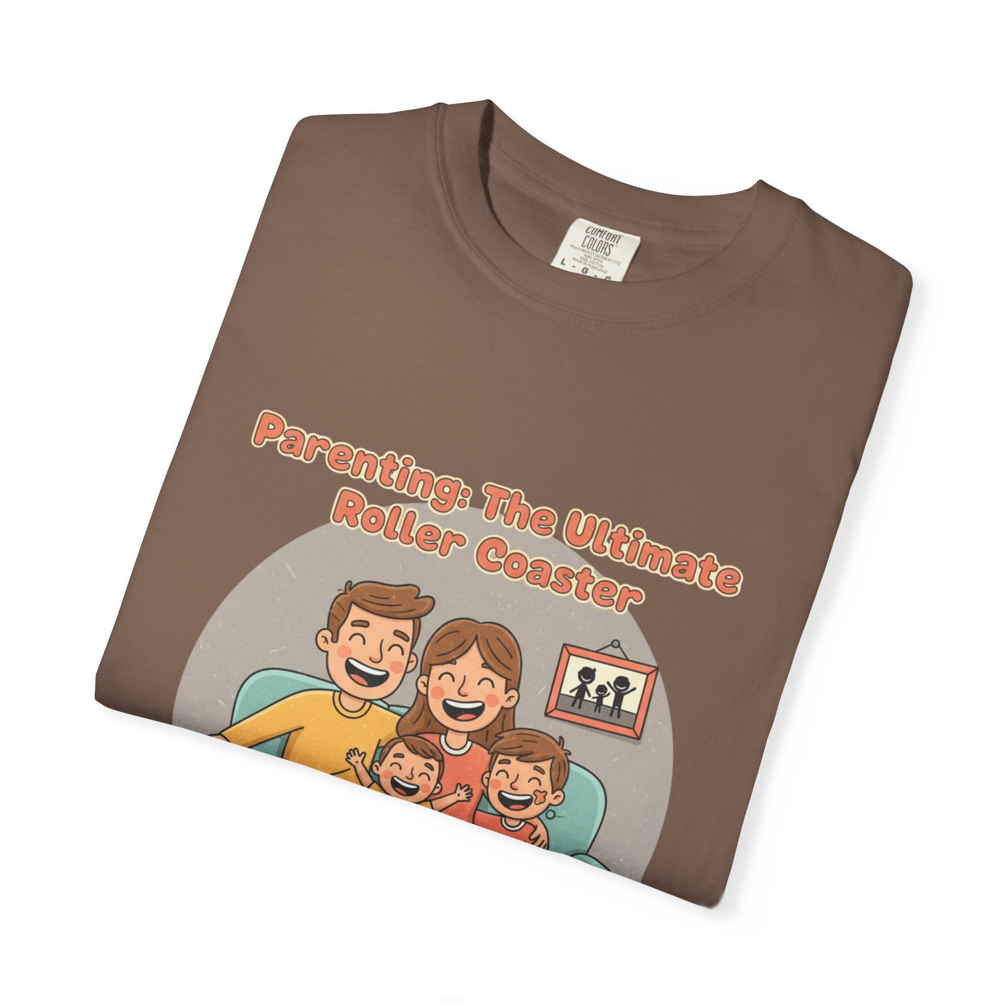 T-Shirt — "Parenting: The Ultimate Roller Coaster" Funny Retro Graphic Tee - Creations by Chris and Carlos