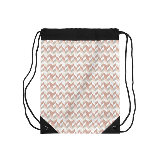Prism Point Athletic Collection Blush Chevron Drawstring Bag — Lightweight Geometric Gym & Travel Sack - Creations by Chris and Carlos