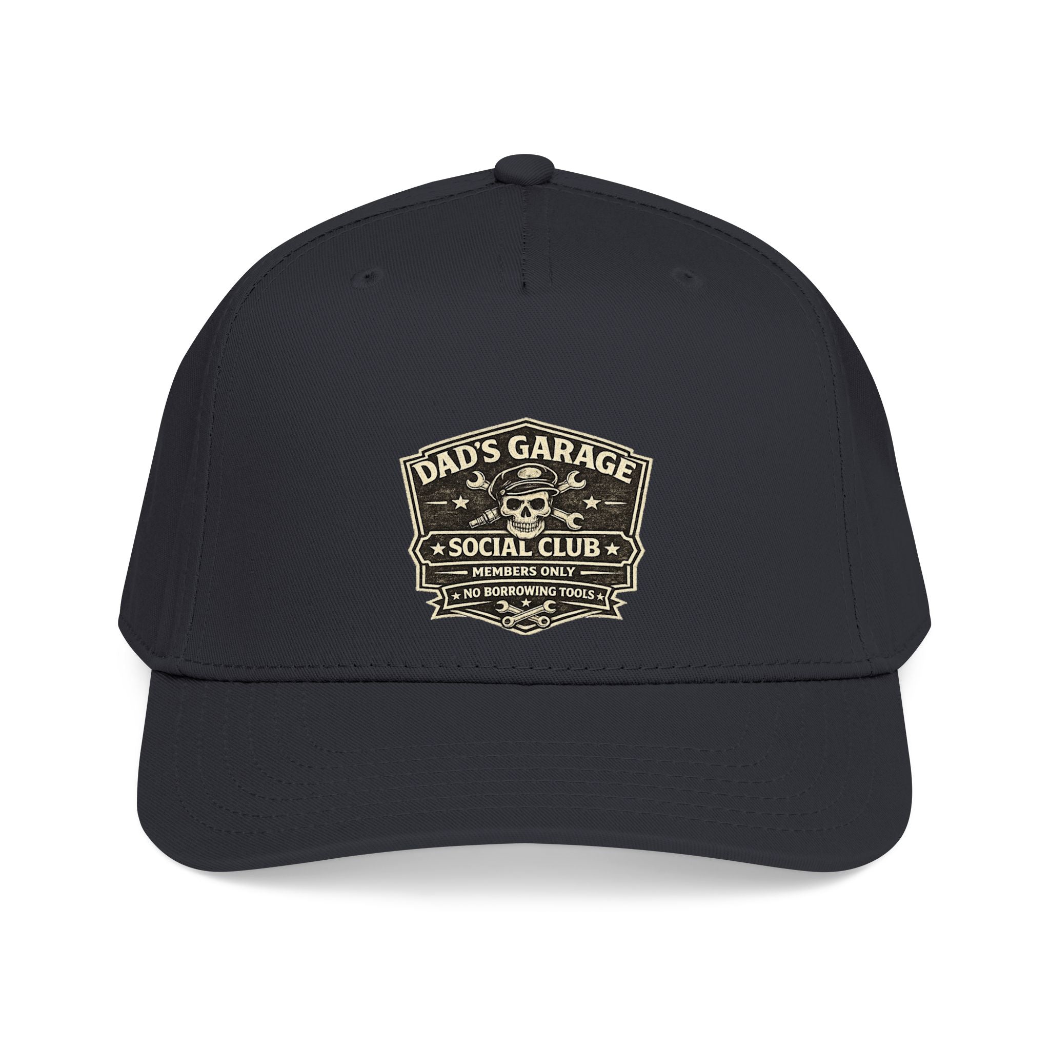 Dad's Garage Social Club Baseball Cap — Vintage Mechanic Snapback Hat - Creations by Chris and Carlos