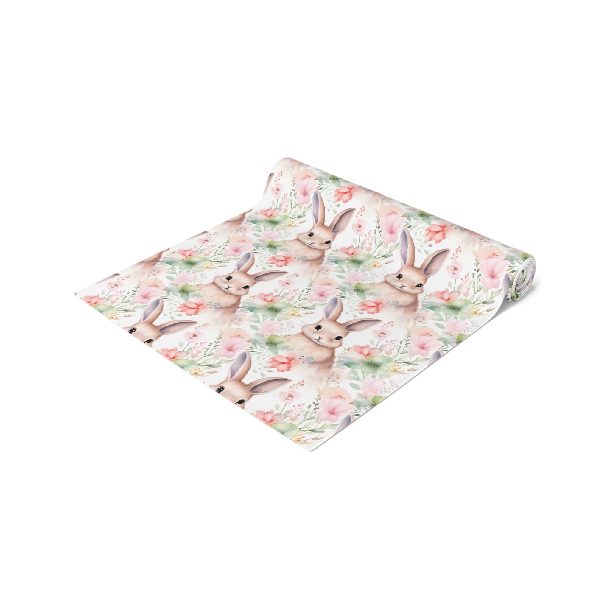 Easter Bunny Floral Table Runner — Spring Cotton-Poly Dining Decor - Creations by Chris and Carlos