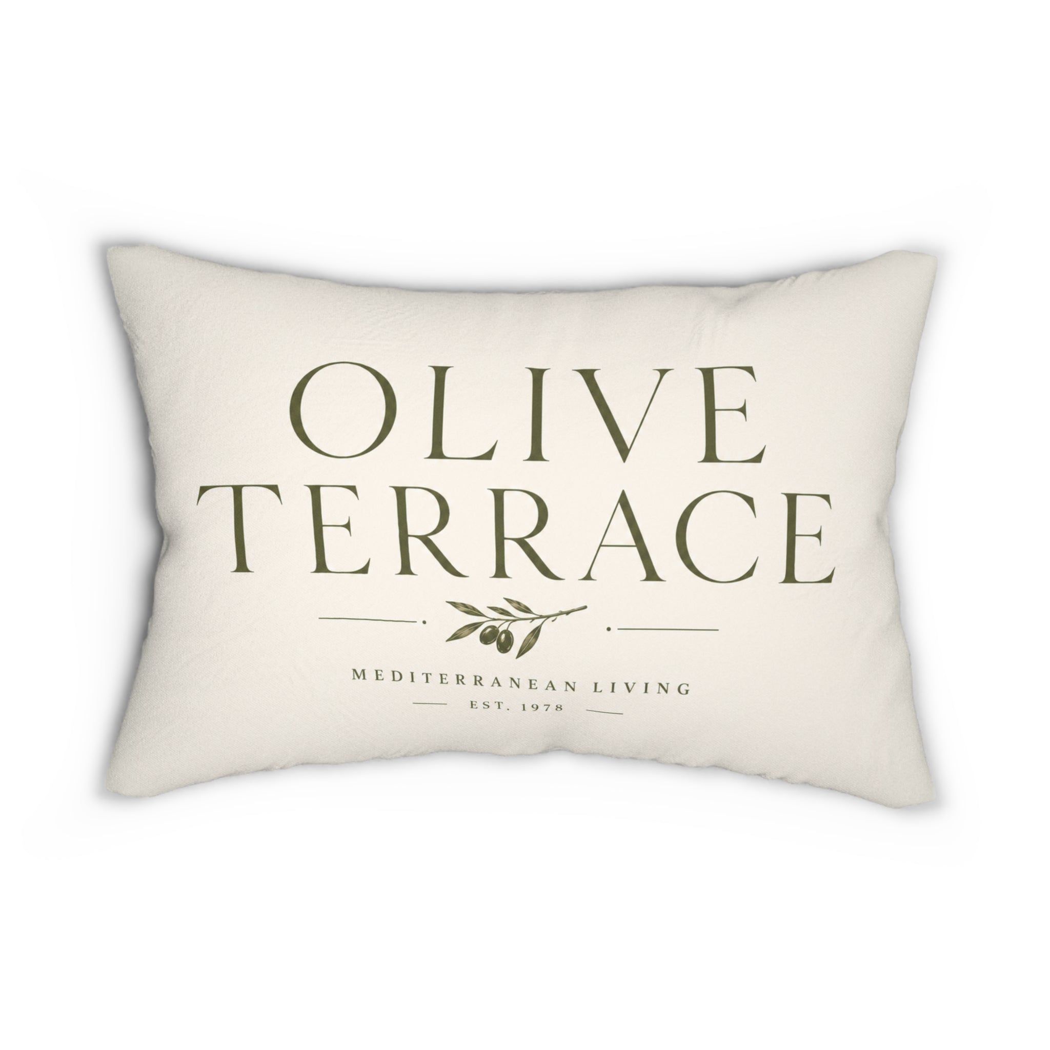 Olive Terrace Lumbar Pillow — Mediterranean Living Decorative Cushion - Creations by Chris and Carlos