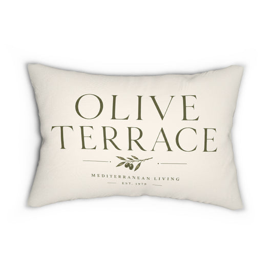 Olive Terrace Lumbar Pillow — Mediterranean Living Decorative Cushion - Creations by Chris and Carlos