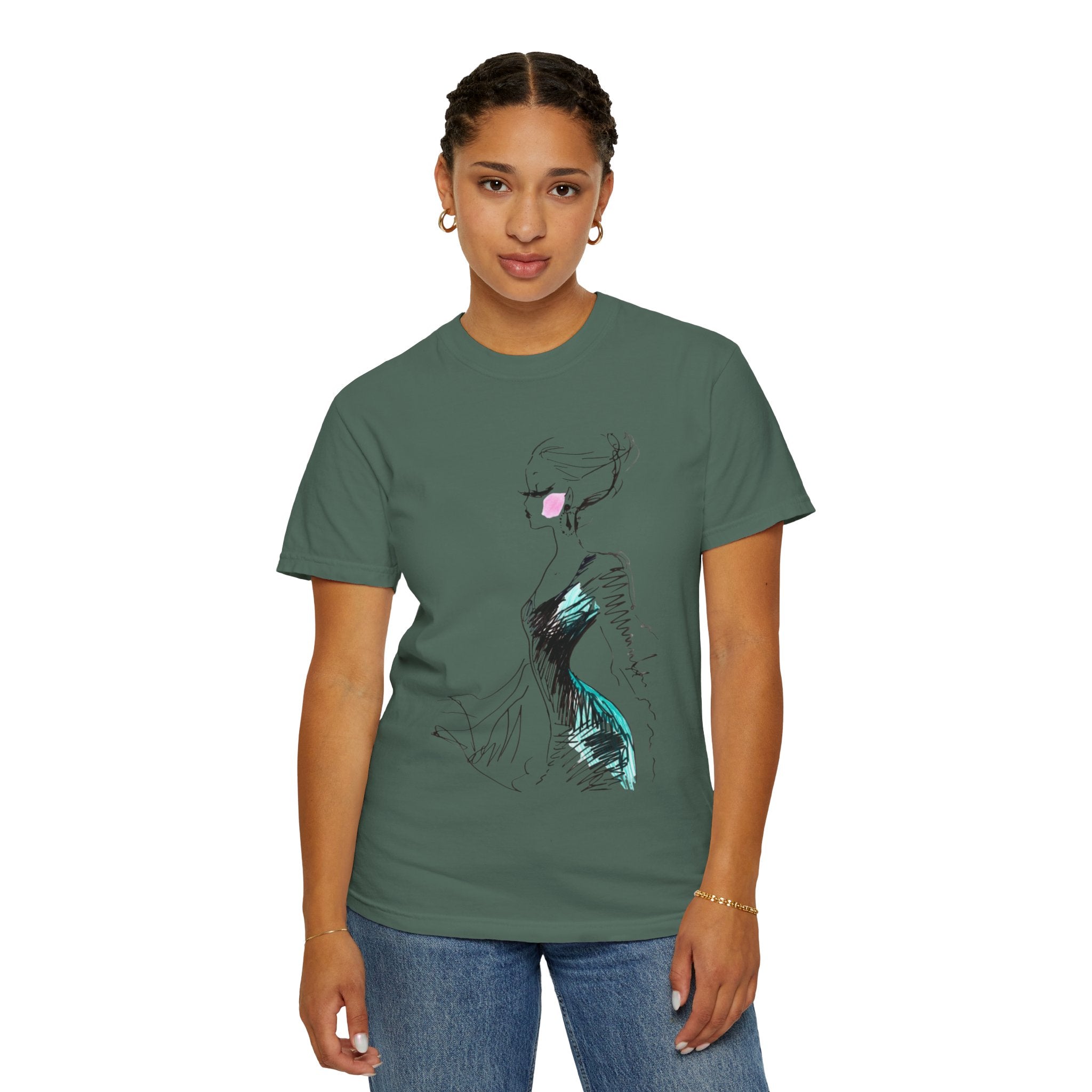 Fashion Sketch T-Shirt – Hand-Drawn Dress Illustration Tee - Creations by Chris and Carlos
