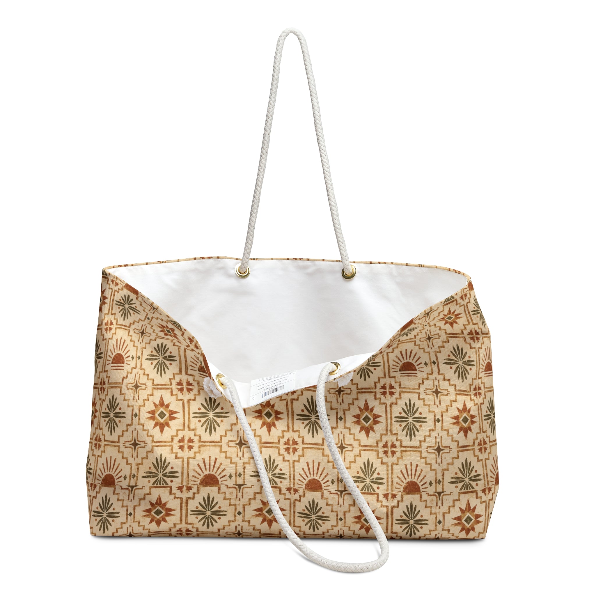 Vintage Tile Pattern Weekender Bag – Boho Travel Tote - Creations by Chris and Carlos