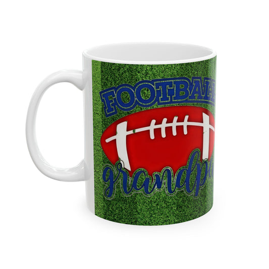 Football Papa Grandpa Ceramic Mug — 11oz/15oz Grassy Field Coffee Cup - Creations by Chris and Carlos