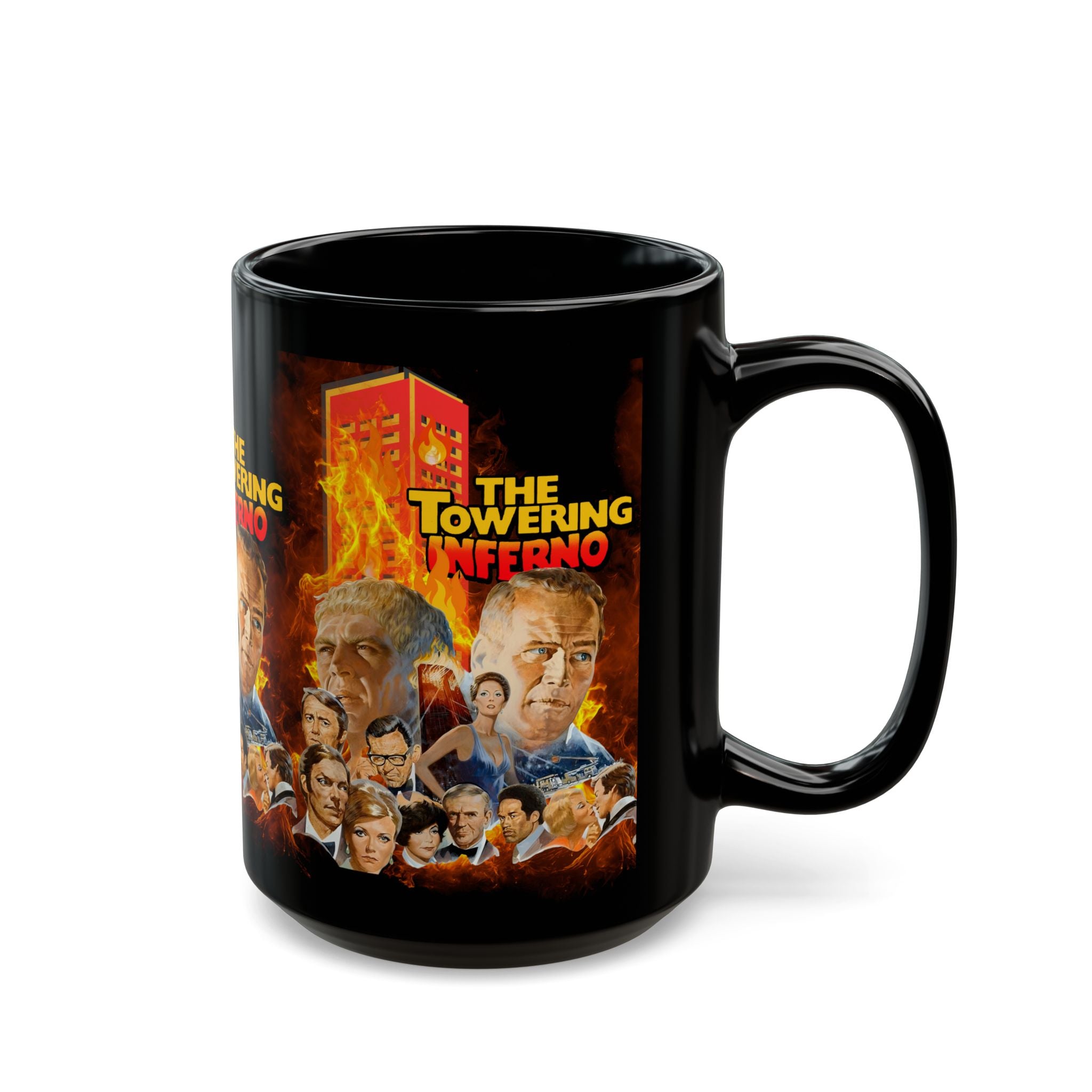 The Towering Inferno Movie Collage Mug — Retro Disaster Film Coffee Cup (11oz/15oz) - Creations by Chris and Carlos