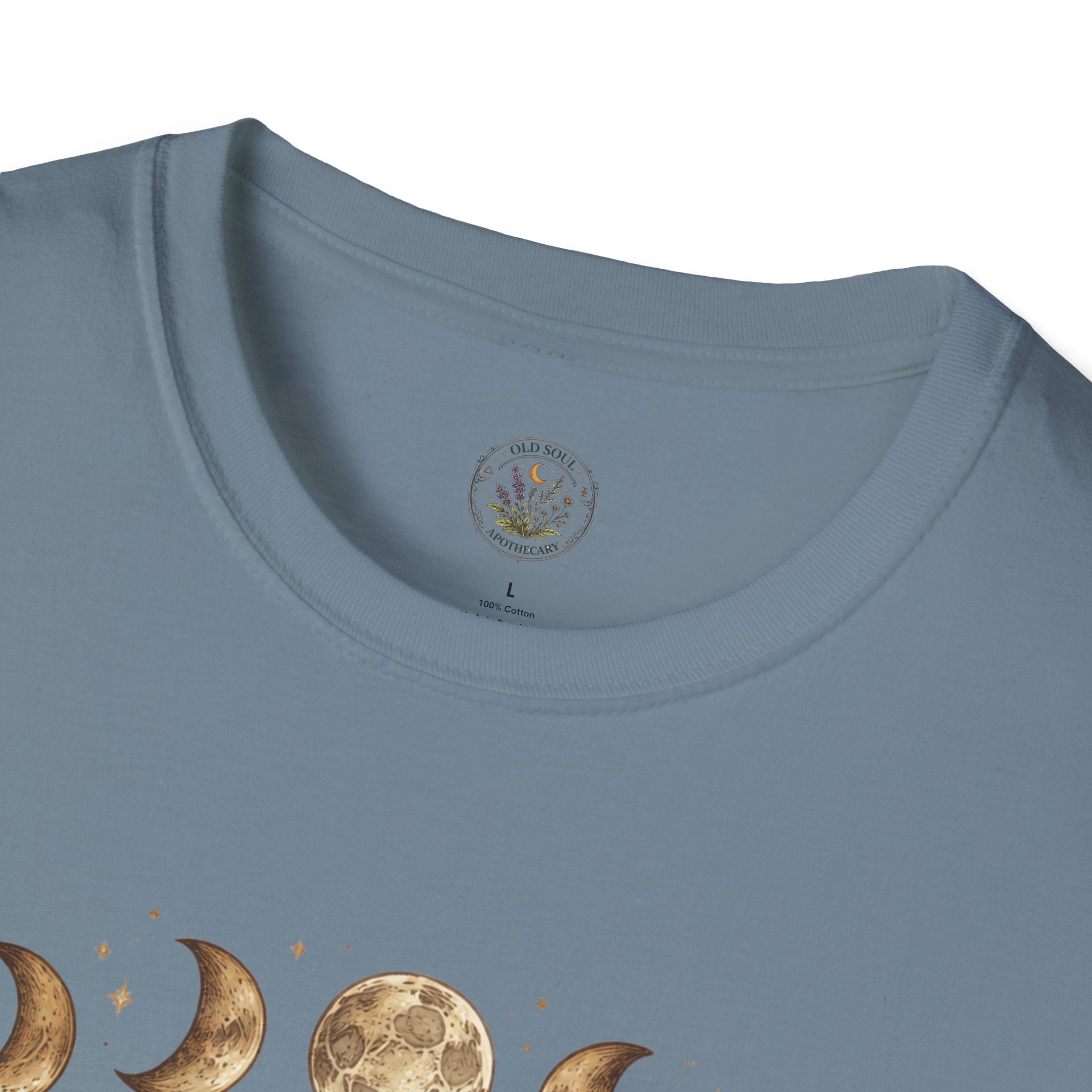 Old Soul Apothecary Botanical Moon Phase T-Shirt — Floral Moon Phases Tee - Creations by Chris and Carlos