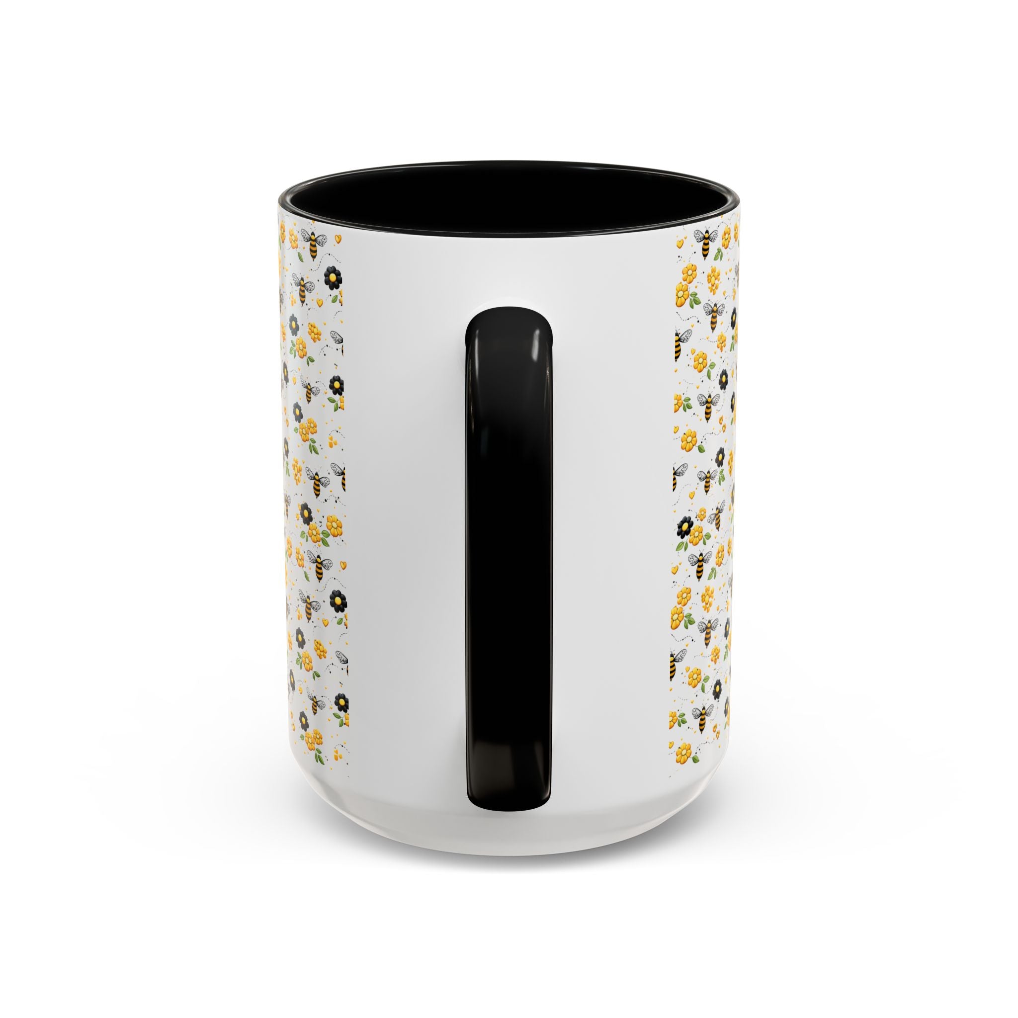 Bee & Yellow Floral Accent Coffee Mug – Cute Spring Floral Pattern (11/15oz) - Creations by Chris and Carlos