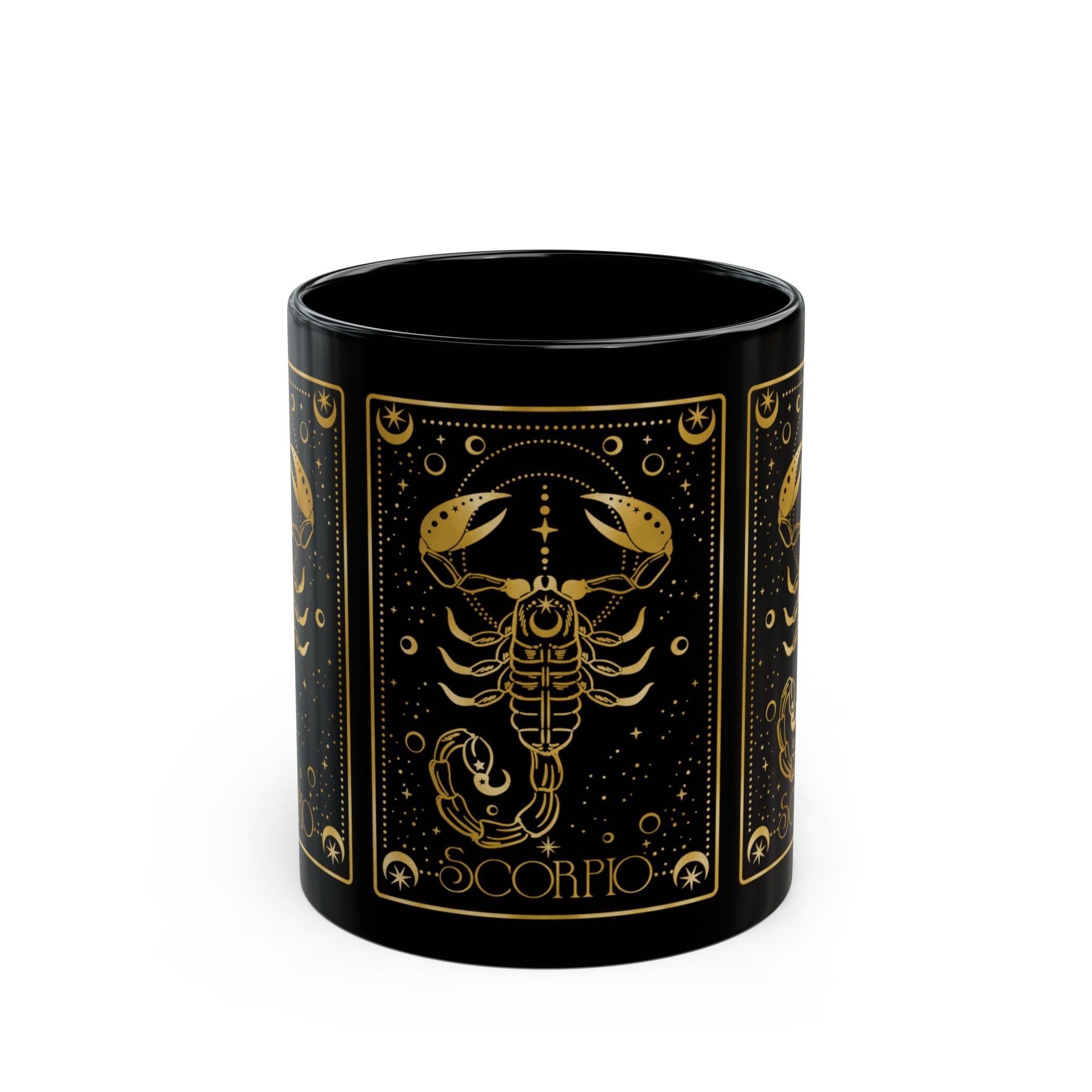 Scorpio Zodiac Black Mug — Gold Astrological Scorpion Coffee Cup - Creations by Chris and Carlos