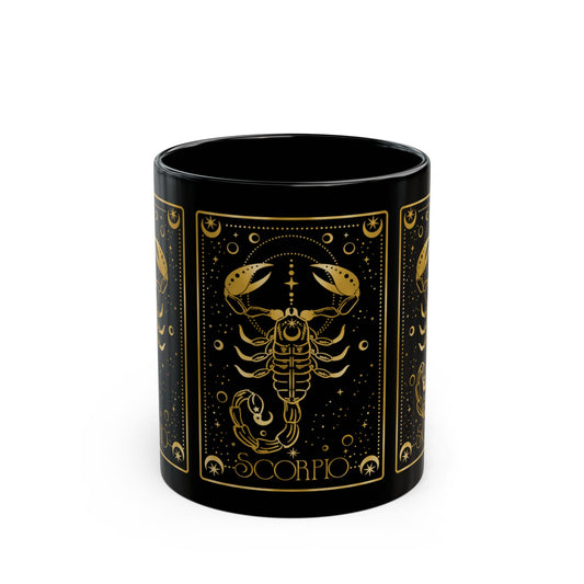 Scorpio Zodiac Black Mug — Gold Astrological Scorpion Coffee Cup - Creations by Chris and Carlos