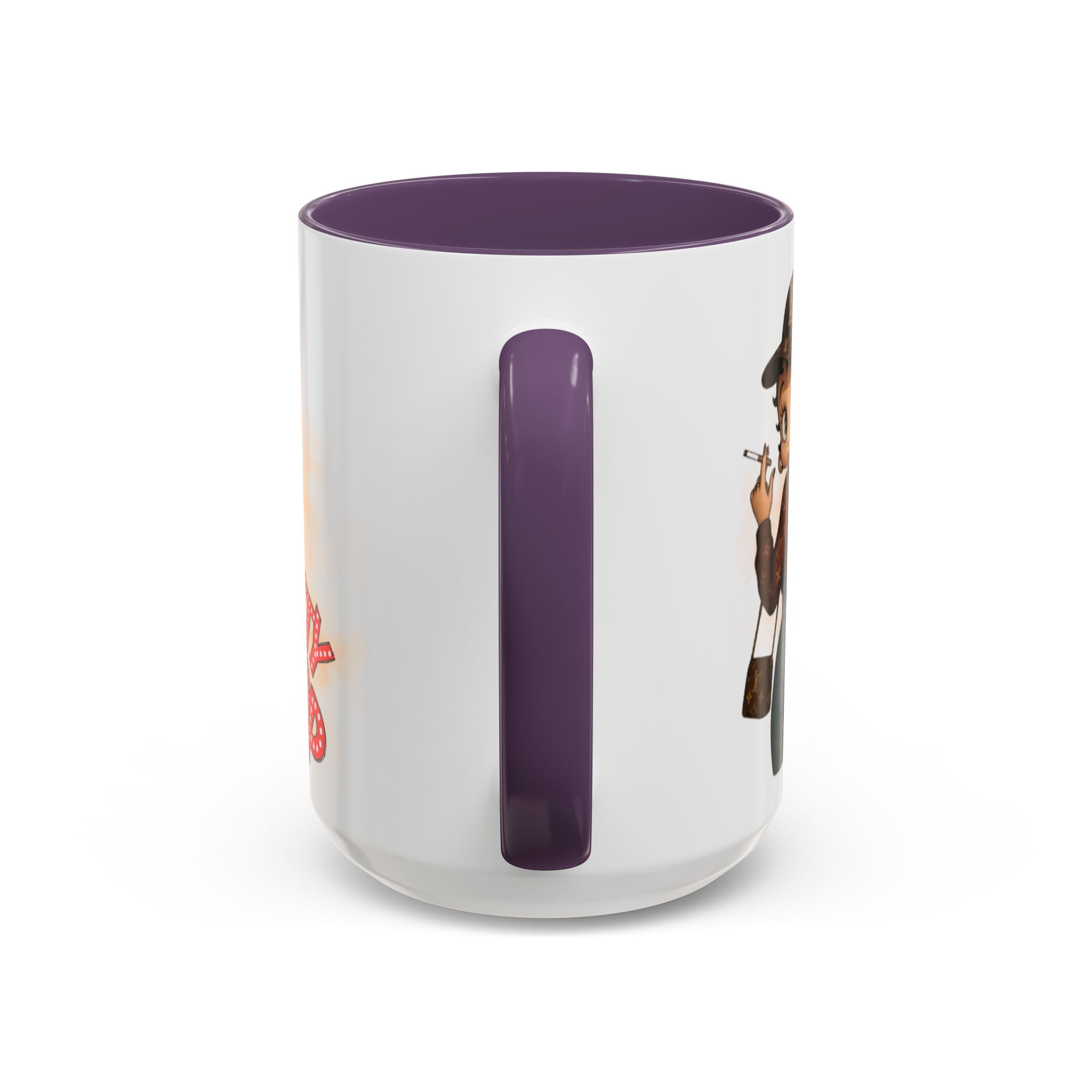 Accent Coffee Mug — Retro Pin-Up Character with 'Betty Boop' Text - Creations by Chris and Carlos