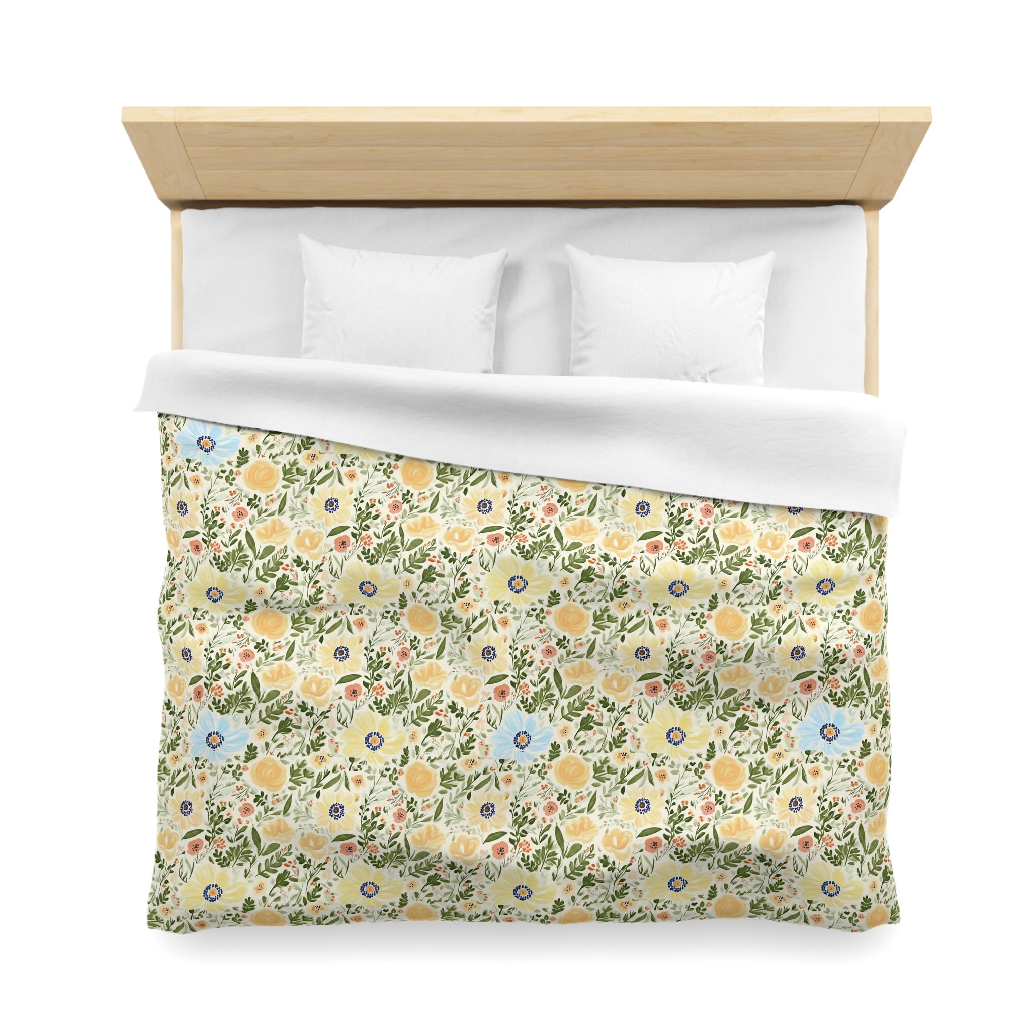 The Artisanal Flora Gallery Vintage Floral Duvet Cover — Pastel Wildflower Microfiber Bedding - Creations by Chris and Carlos