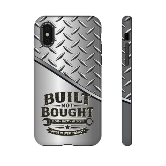 Built Not Bought Metal Diamond-Plate Phone Case — Rugged Tool Lover Gift - Creations by Chris and Carlos