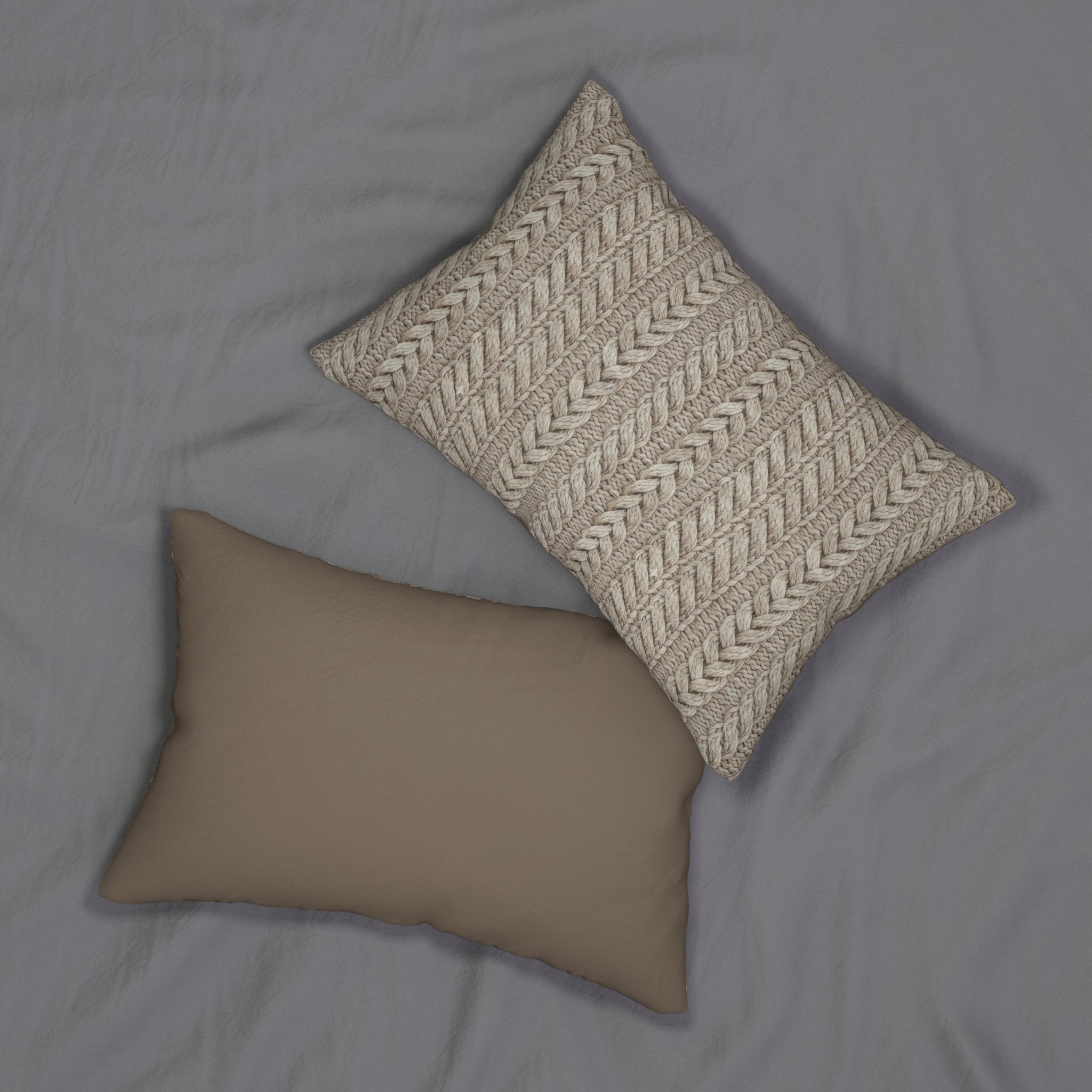 Plumstead Manor Cable Knit Lumbar Pillow — Cozy Neutral Accent Pillow - Creations by Chris and Carlos