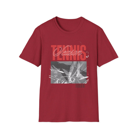 Tennis Graphic Tee – Red Bold 'TENNIS' Retro Photo Design - Creations by Chris and Carlos