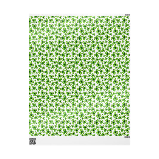 Shamrock Clover Wrapping Paper Roll - St. Patrick’s Day Green Floral Gift Wrap - Creations by Chris and Carlos