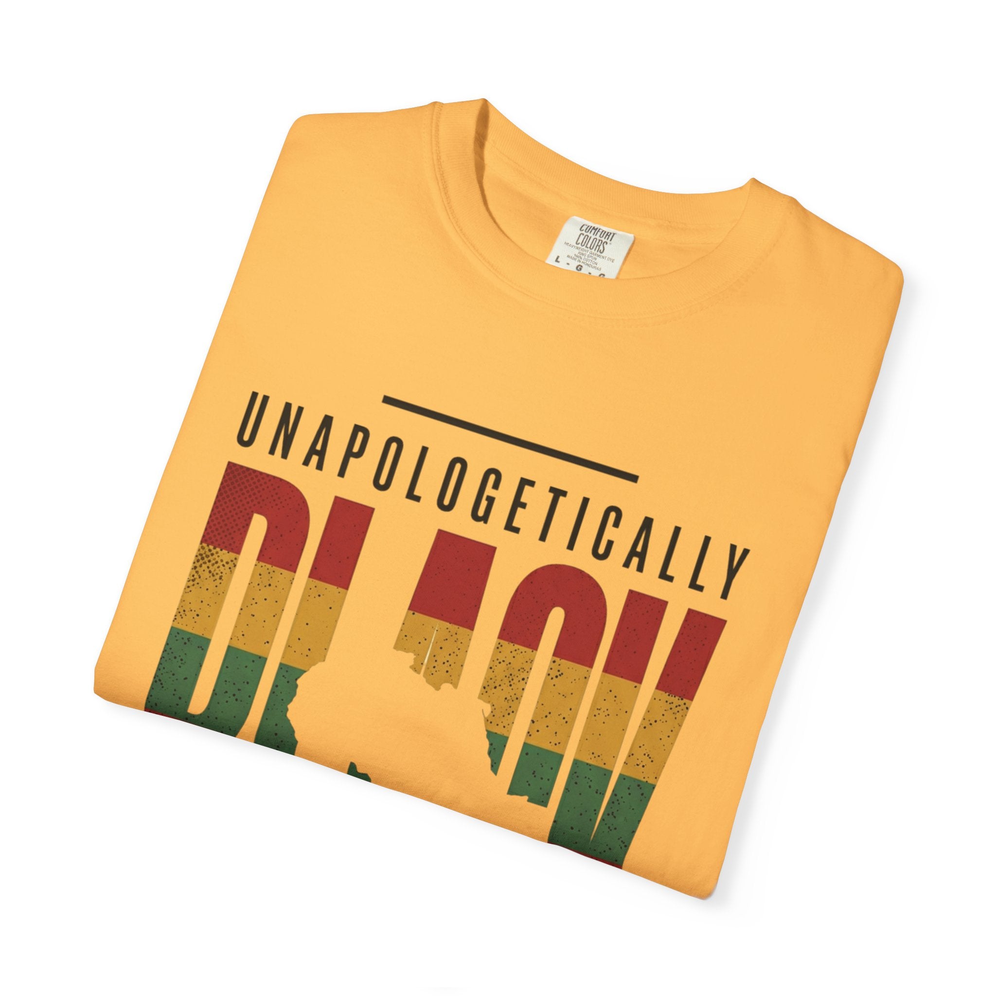 Unapologetically Black T-Shirt — Retro Pan-African Stripes - Creations by Chris and Carlos