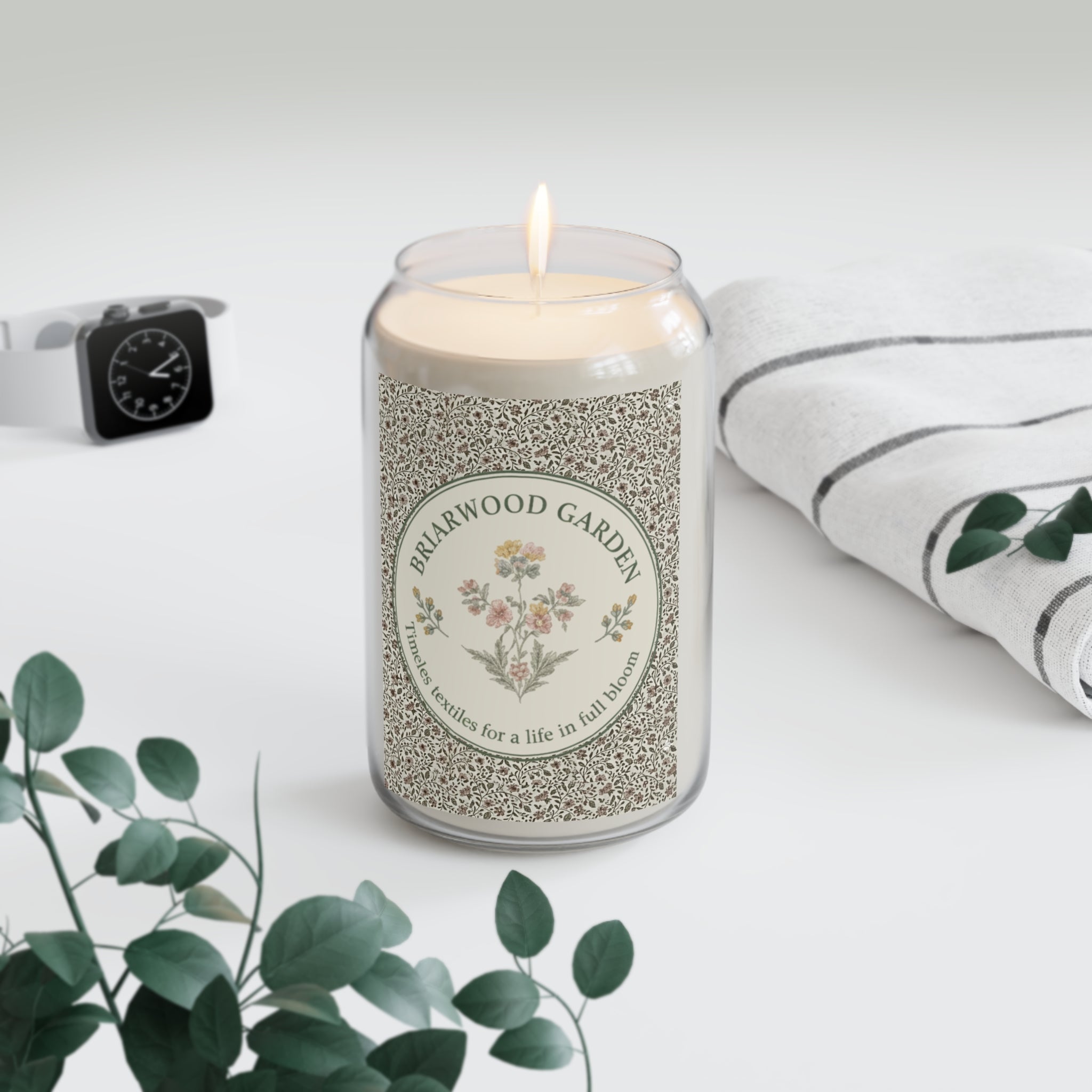 Briarwood Garden Scented Soy Candle — 13.75oz Floral Jam Jar Candle - Creations by Chris and Carlos