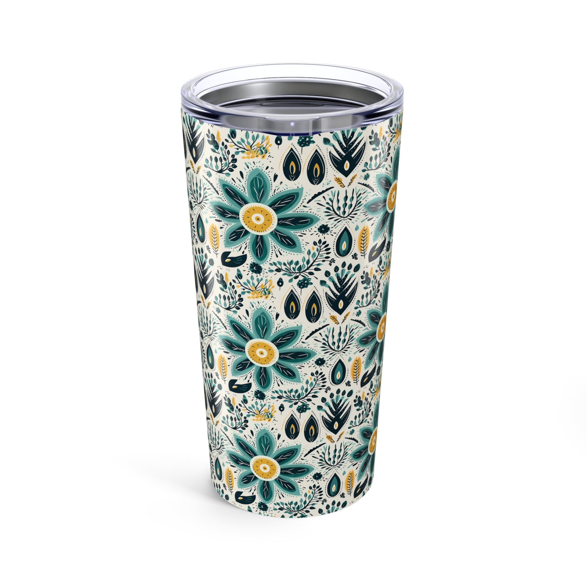 Sol y Alegría (Sun and Joy) Collection- Cactus Succulent Pattern Microfiber Blanket Soft Velveteen Throw for Home & Garden Lovers20oz Floral Tumbler – Teal & Mustard Boho Flower Travel Cup - Creations by Chris and Carlos