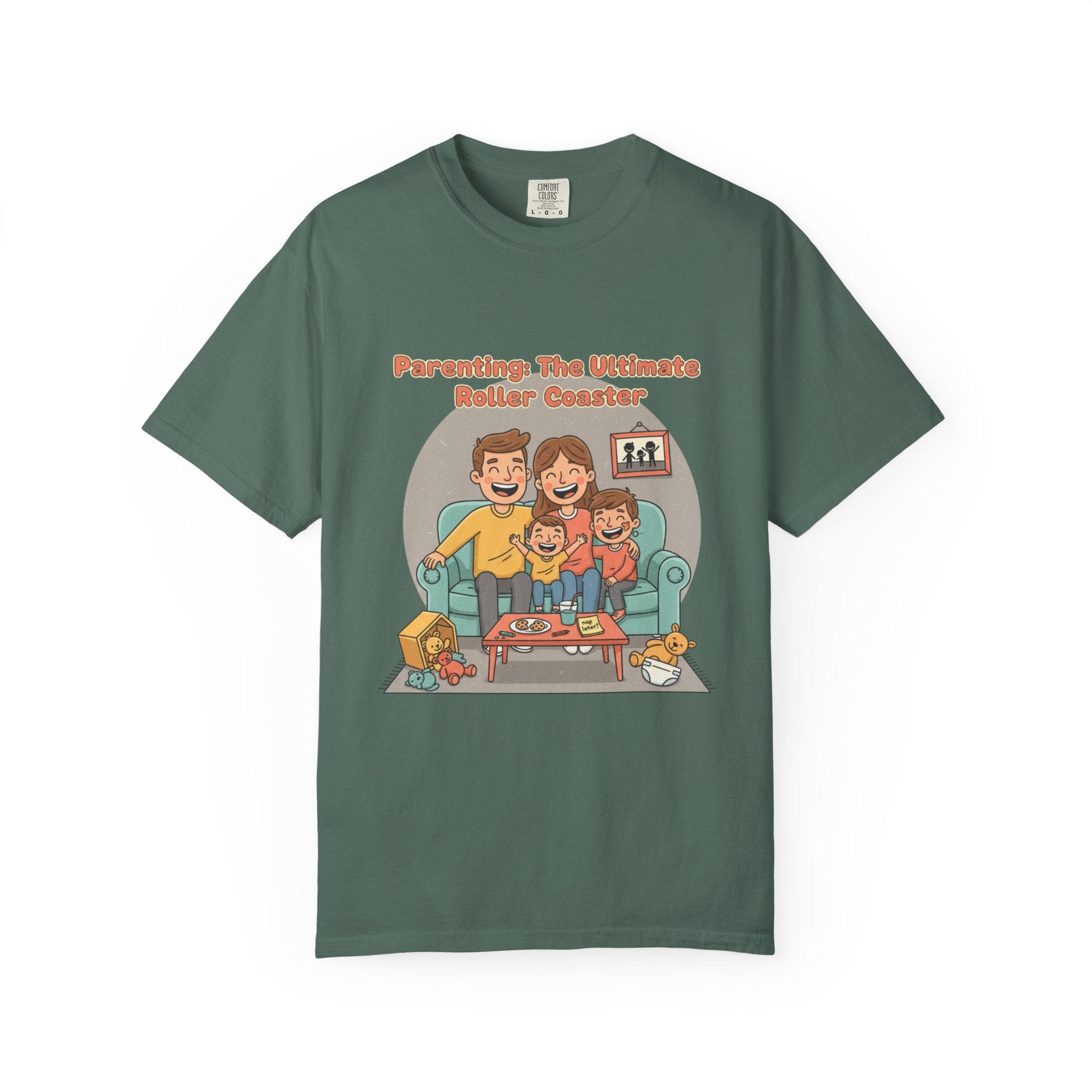T-Shirt — "Parenting: The Ultimate Roller Coaster" Funny Retro Graphic Tee - Creations by Chris and Carlos