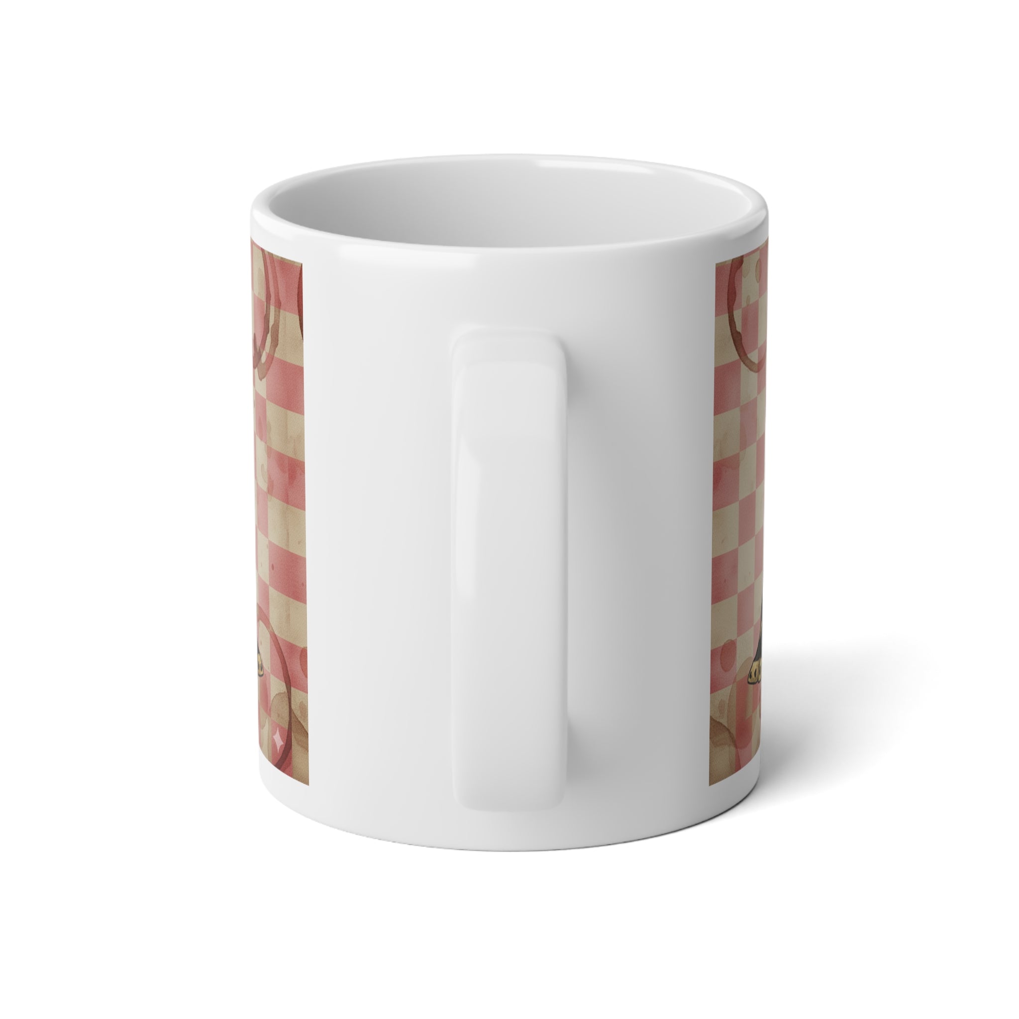 Queen of Hearts Checkerboard 20oz Jumbo Mug — Vintage Alice-Inspired Tea Cup - Creations by Chris and Carlos