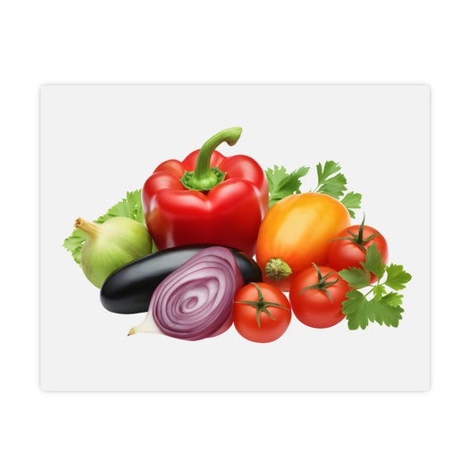 Fresh Veggie Kitchen Poster — Colorful Bell Pepper & Tomato Matte Print - Creations by Chris and Carlos
