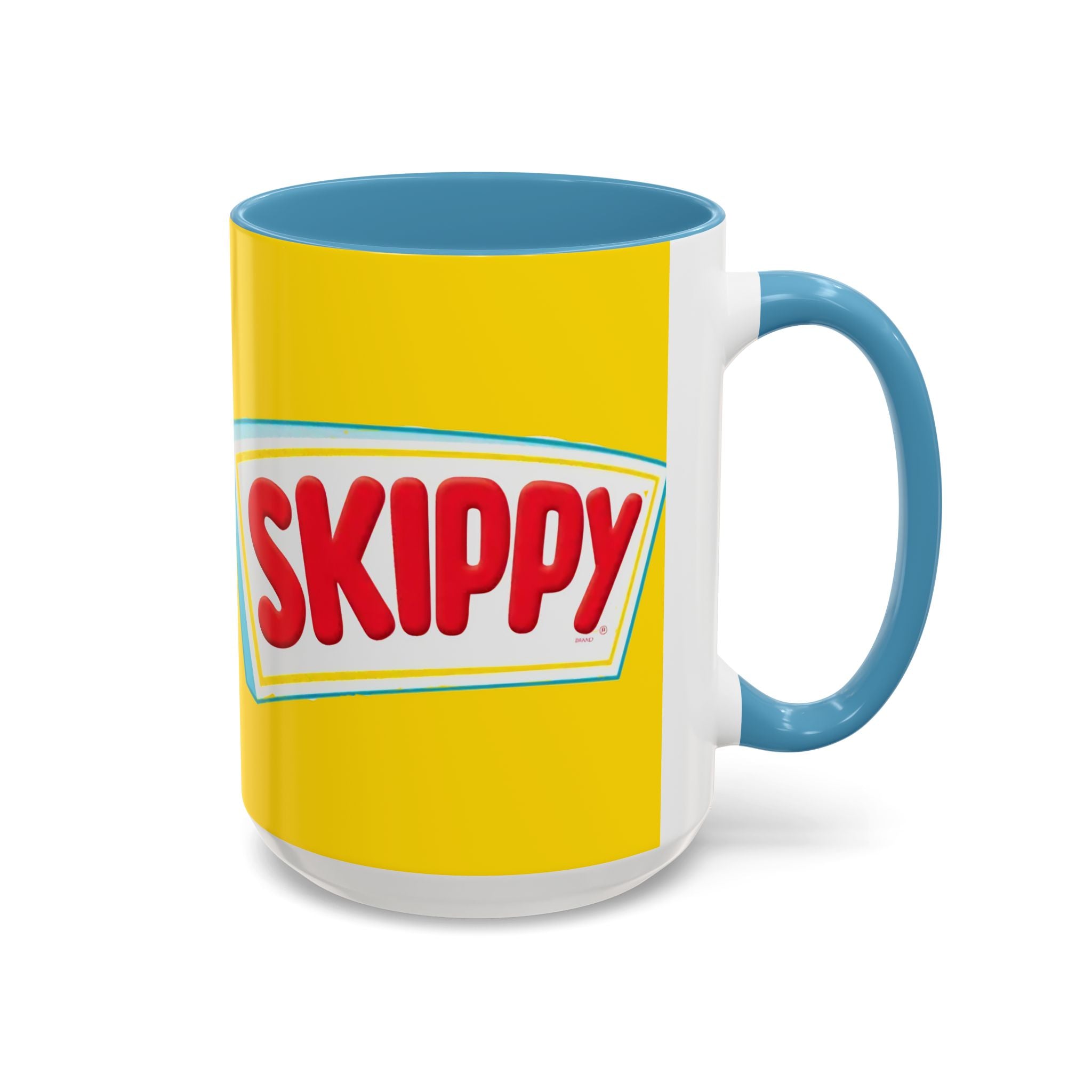 Skippy Retro Logo Coffee Mug — Yellow Accent Peanut Butter Inspired 11/15oz - Creations by Chris and Carlos