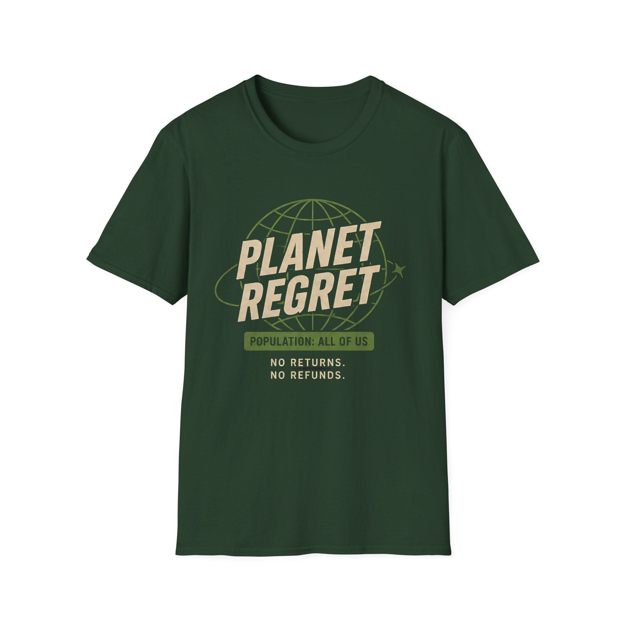 Planet Regret Graphic T-Shirt — Eco-Sarcastic Earth Awareness Tee - Creations by Chris and Carlos