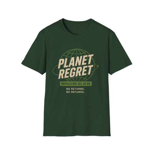 Planet Regret Graphic T-Shirt — Eco-Sarcastic Earth Awareness Tee - Creations by Chris and Carlos