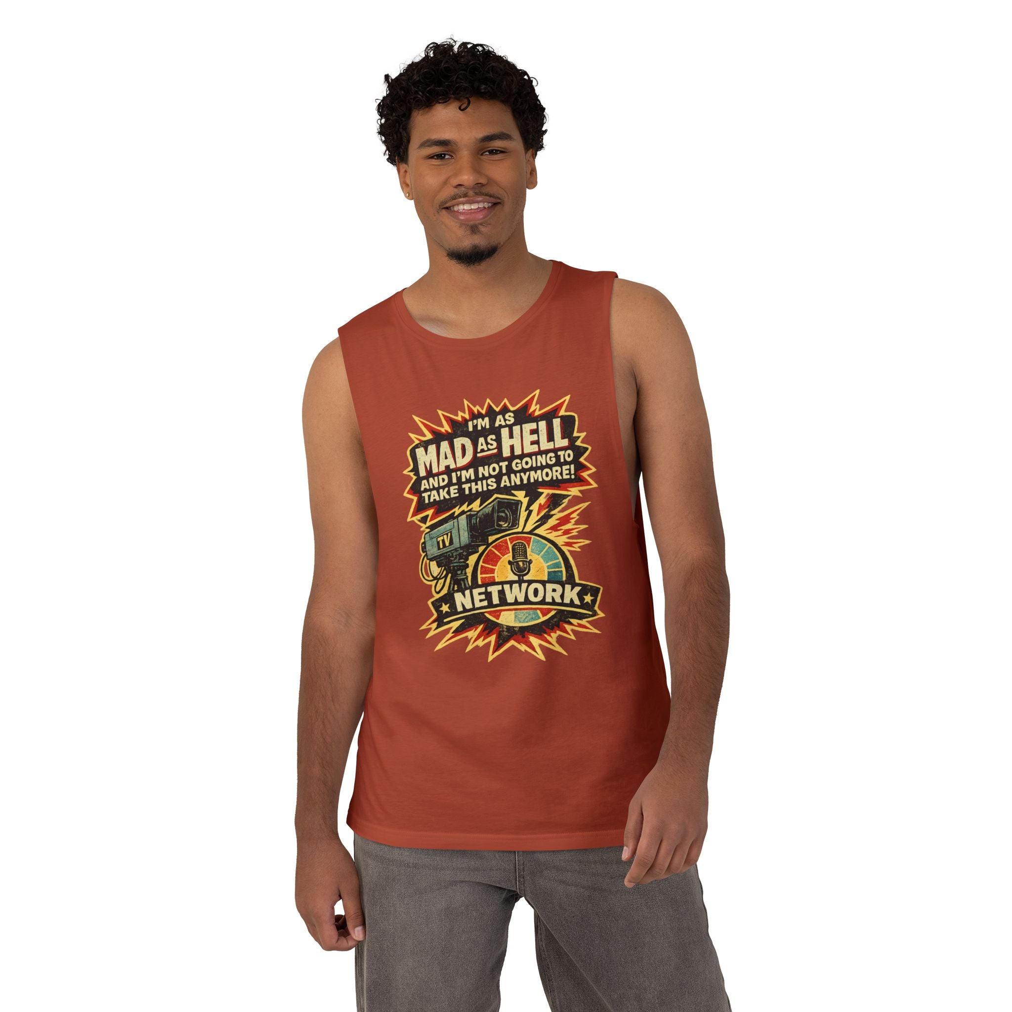 Mad As Hell Network Graphic Tank Top — Retro Protest Tee - Creations by Chris and Carlos