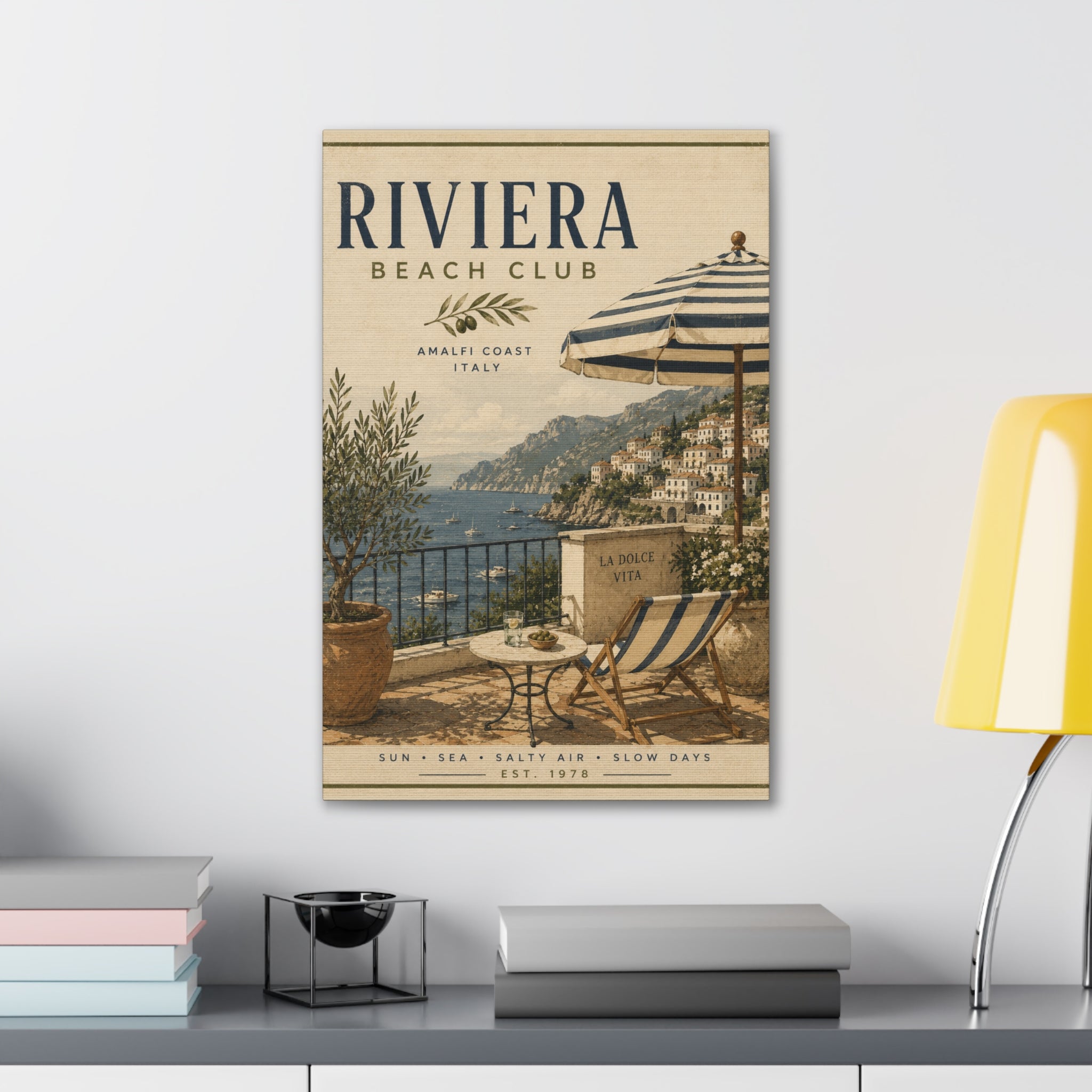 Riviera Beach Club Canvas Wall Art – Amalfi Coast Seaside Print - Creations by Chris and Carlos