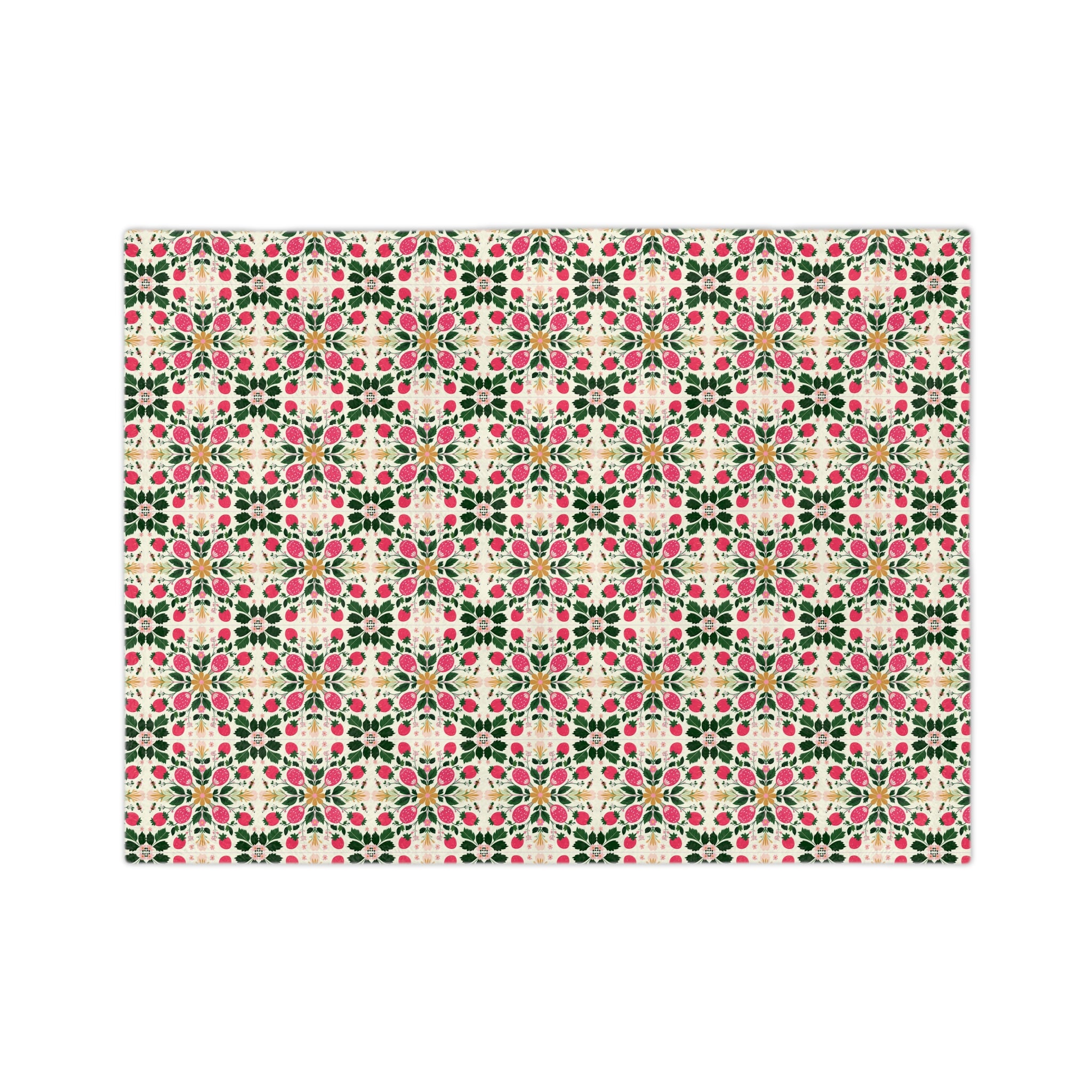 Floral Kaleidoscope Velveteen Blanket – Pink Green Geometric Microfiber Throw - Creations by Chris and Carlos