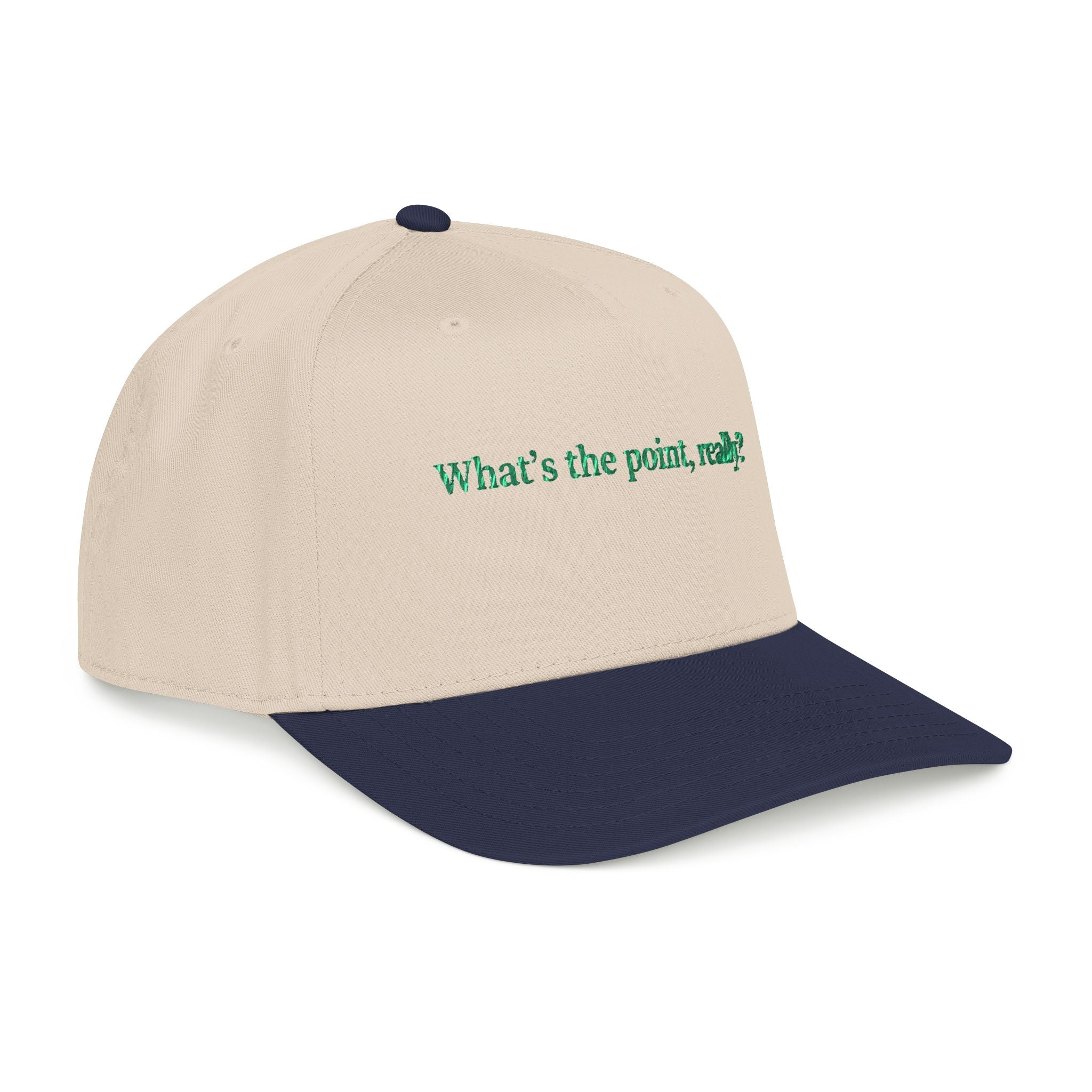 Embroidered 'What's the point, really?' Baseball Cap - Creations by Chris and Carlos