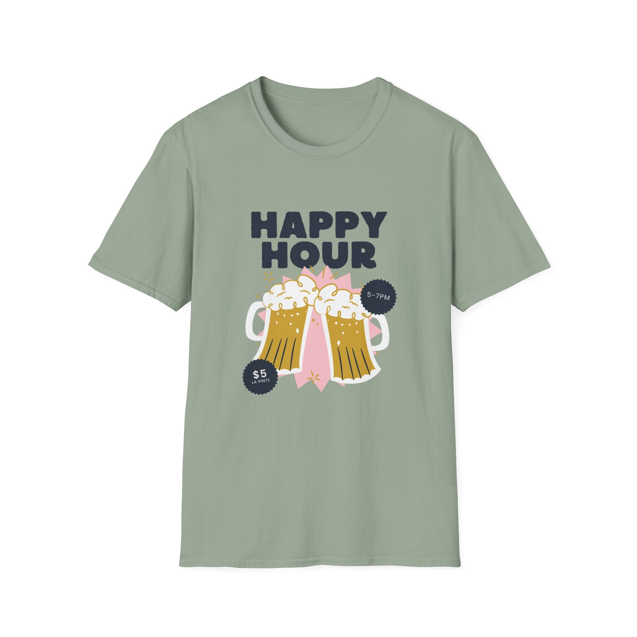 Happy Hour Beer T-Shirt — Cheers Clinking Mugs Graphic Tee - Creations by Chris and Carlos