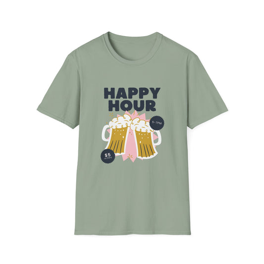 Happy Hour Beer T-Shirt — Cheers Clinking Mugs Graphic Tee - Creations by Chris and Carlos