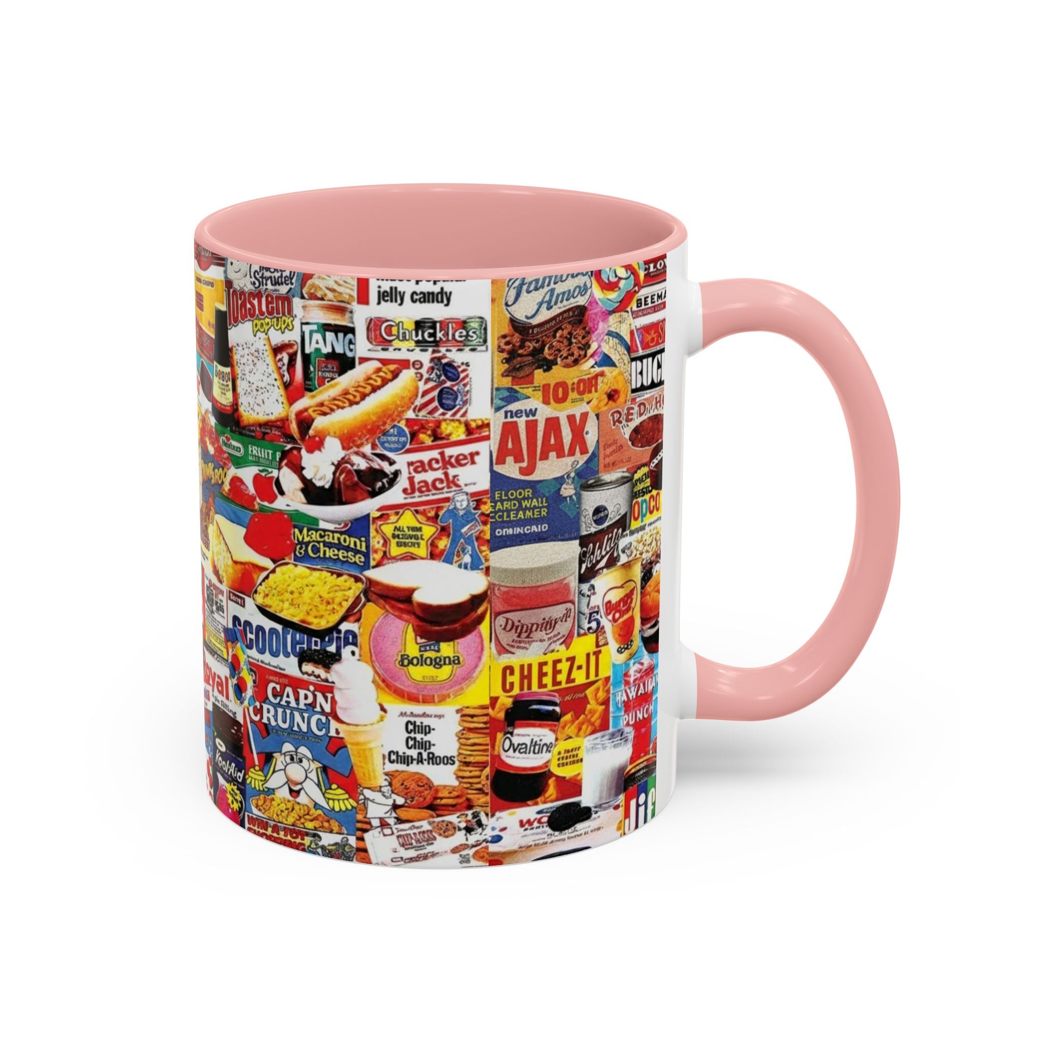 Retro Snack Collage Mug — Vintage Candy & Cereal Packaging Accent Coffee Mug - Creations by Chris and Carlos