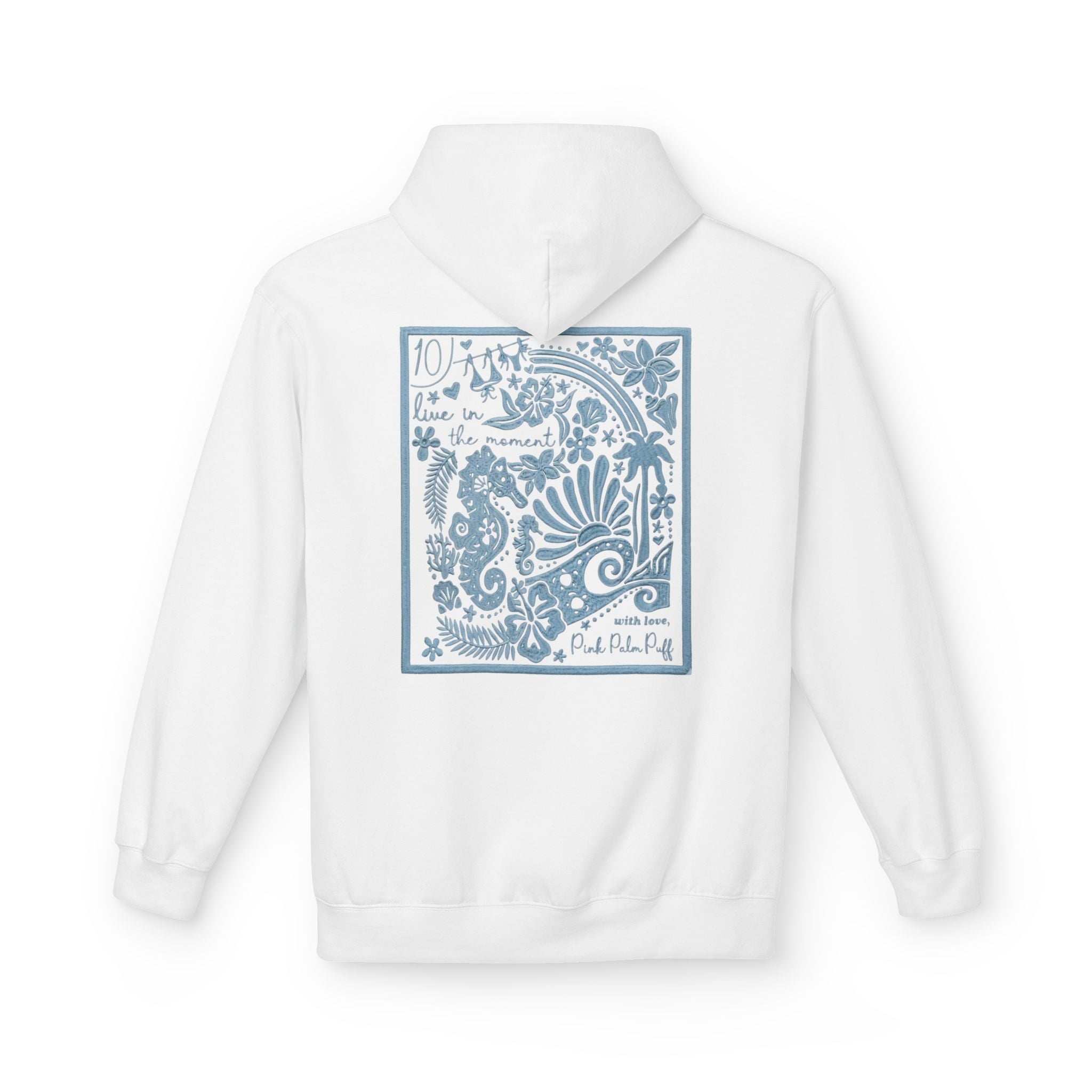 Pinky Palmtree Puff Floral Graphic Hoodie — Vintage Botanical Note Print - Creations by Chris and Carlos