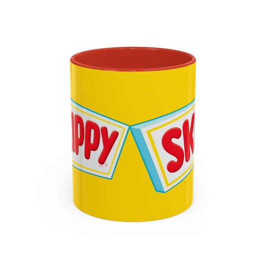 Skippy Retro Logo Coffee Mug — Yellow Accent Peanut Butter Inspired 11/15oz - Creations by Chris and Carlos