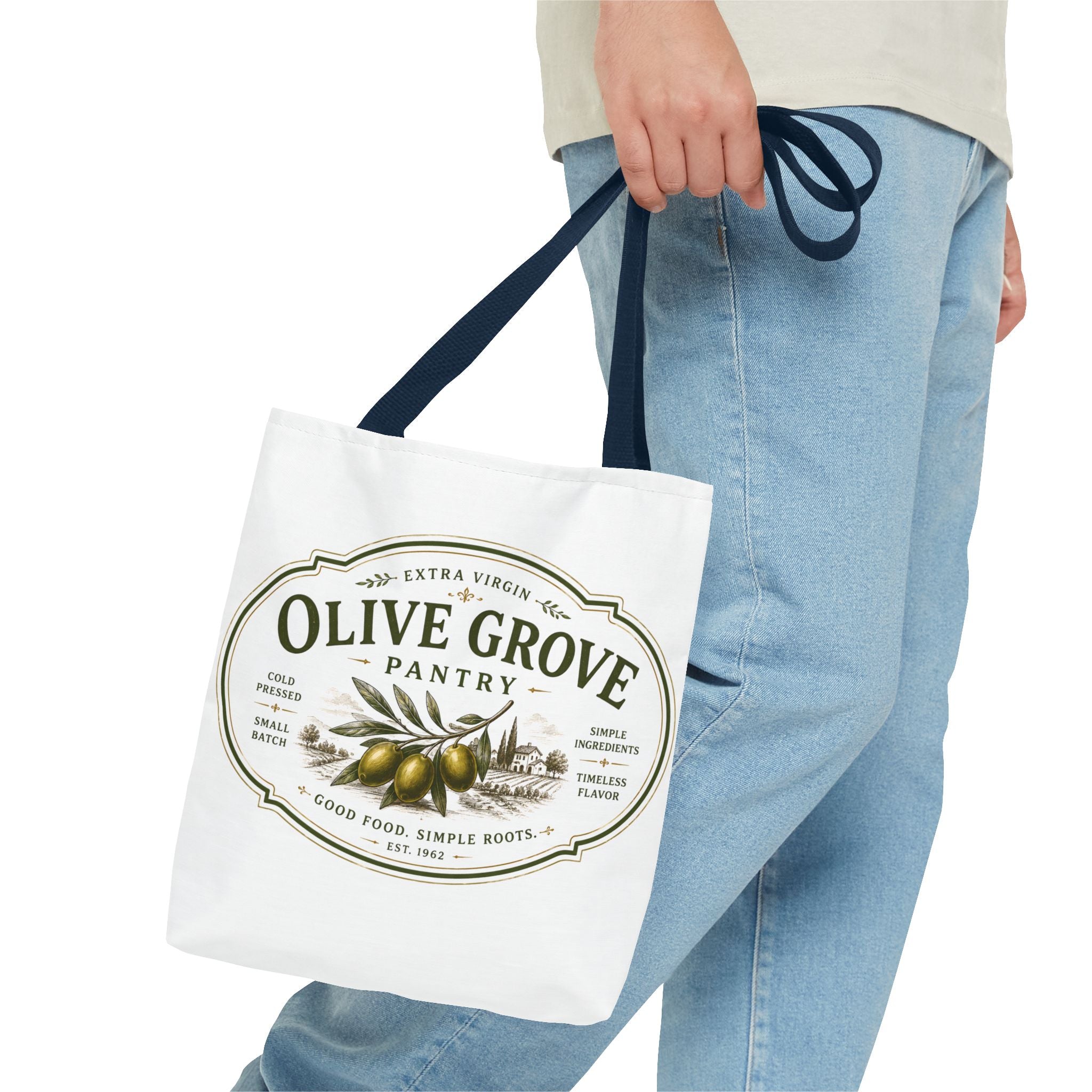 Olive Grove Pantry Tote Bag — Vintage Olive Oil Market Grocery Tote - Creations by Chris and Carlos