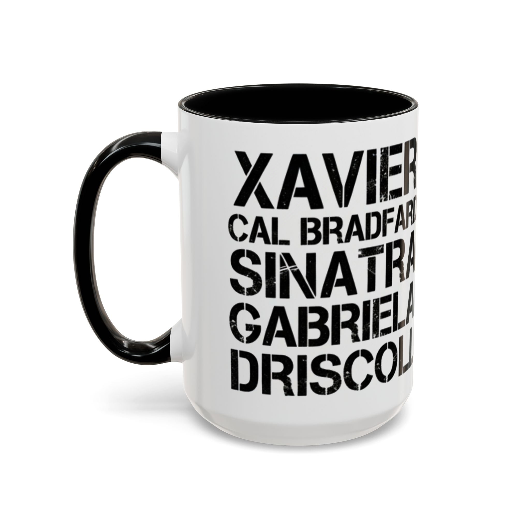 Paradise TV Show Typography Names Accent Coffee Mug — Bold Black Name List Design (11/15oz) - Creations by Chris and Carlos
