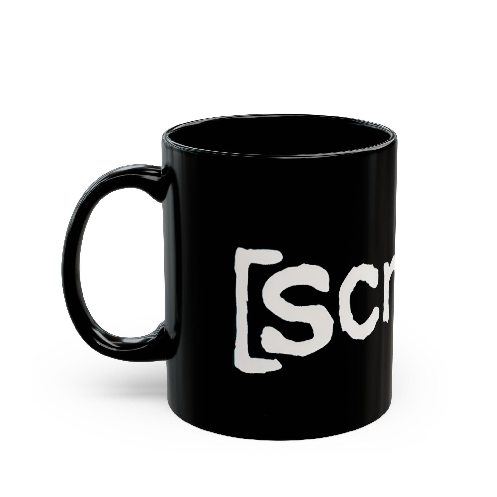 Black Coffee Mug — "scrubs" White Grunge Text | Funny Nurse & Medical Staff Gift (11oz, 15oz) - Creations by Chris and Carlos