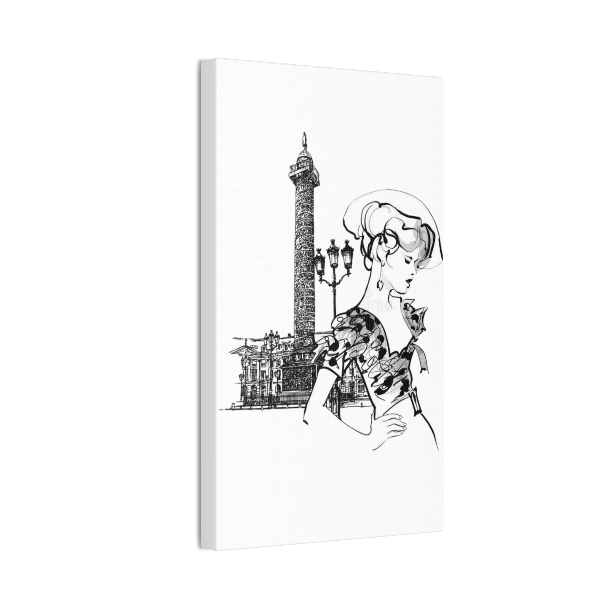 Parisian Fashion Sketch Canvas Stretched Art Print - Creations by Chris and Carlos