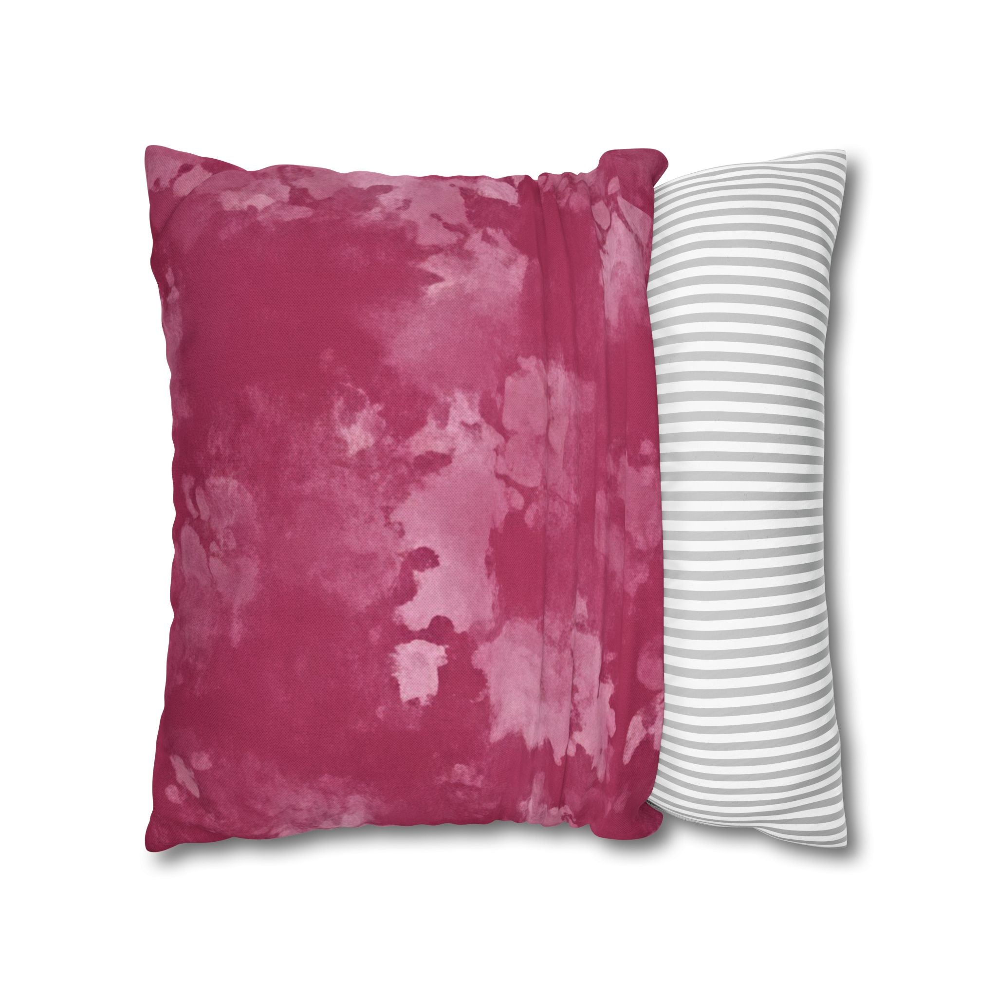 The Artisanal Flora Gallery Green Watercolor Stripe Square Pillowcase — Modern Boho Decorative Throw Pillow Cover - Creations by Chris and Carlos