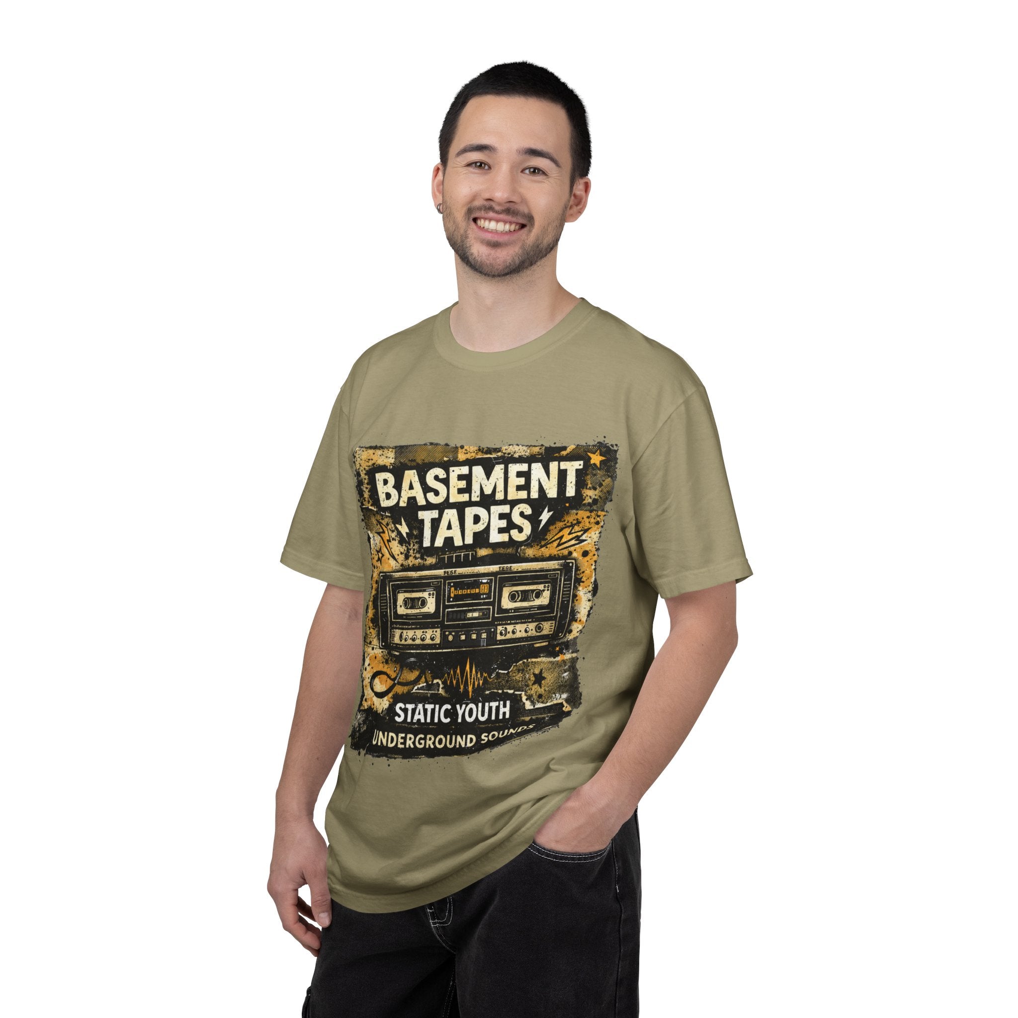 Basement Tapes Cassette Tee — Retro 'Static Youth' Underground Music T-Shirt - Creations by Chris and Carlos