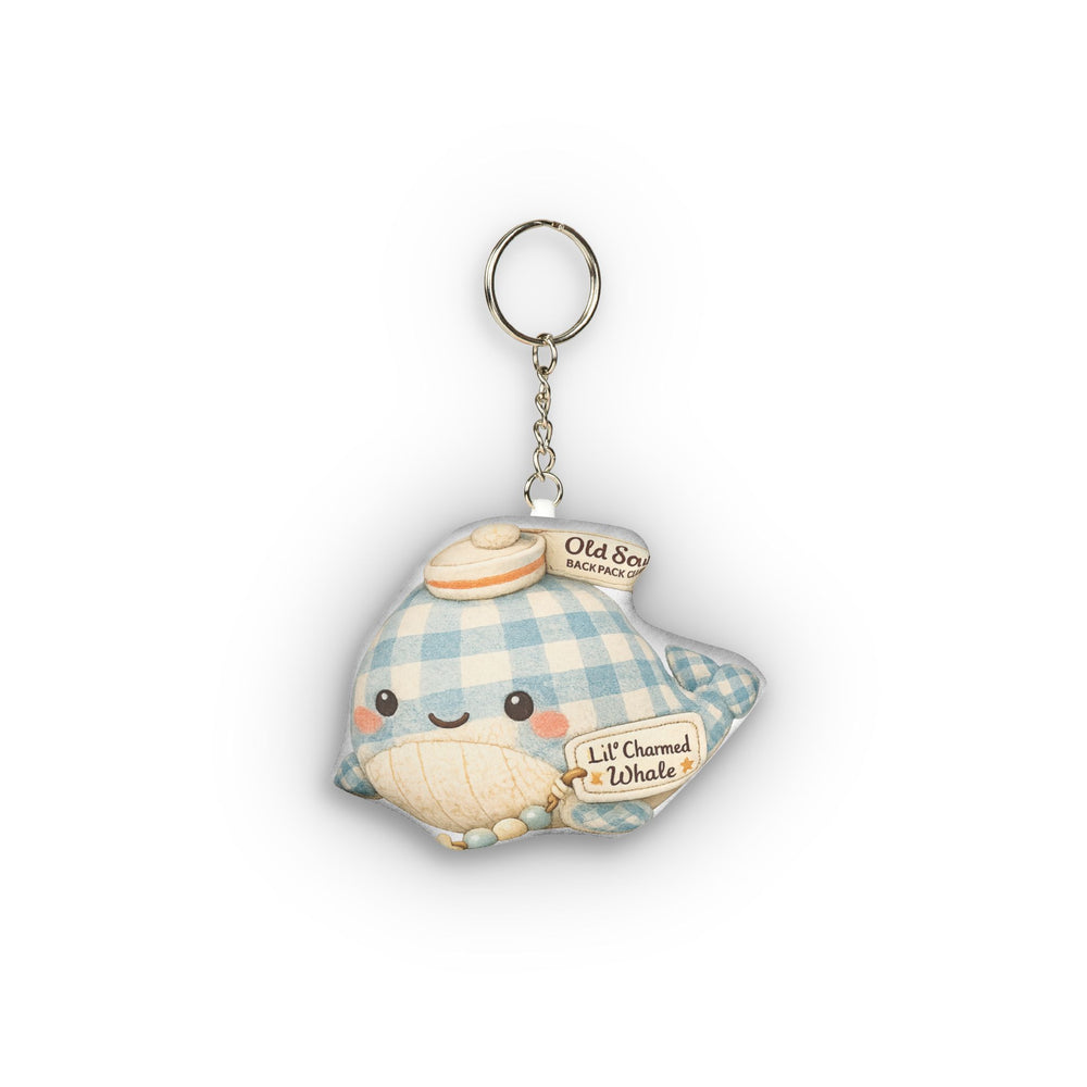 Kawaii Checkered Whale Plush Keychain – Cute Mini Custom Shape Bag Charm