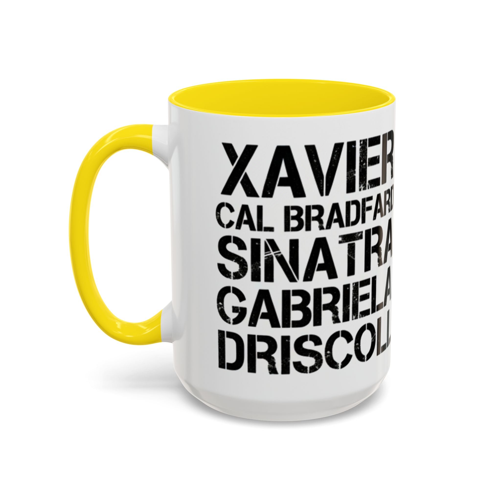 Paradise TV Show Typography Names Accent Coffee Mug — Bold Black Name List Design (11/15oz) - Creations by Chris and Carlos